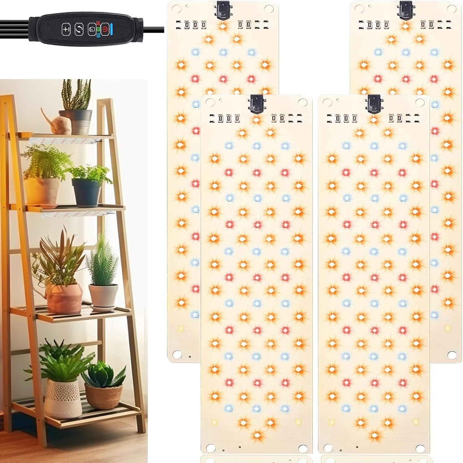 Grow Light,40W Ultra-Thin Panel Grow Lights for Indoor Plants,316Leds Full Spectrum Grow Lights for under Cabinet Plant, Grow Lamp with 3/9/12H Timer,10 Dimmable Levels for Plants Growing (4Pcs) image number 5