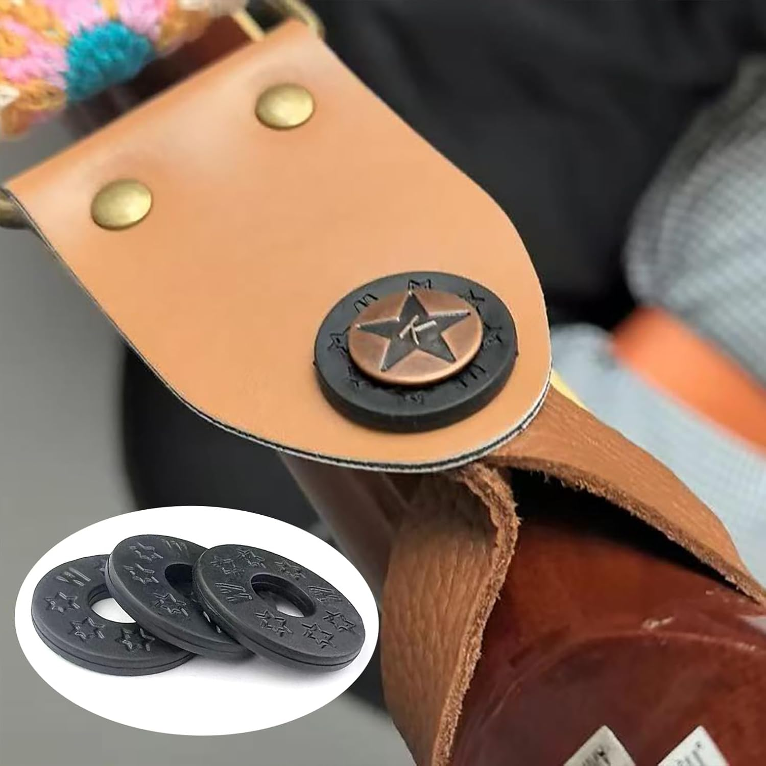 16 Pcs Guitar Strap Locks, Acoustic Guitar Strap Adapter for Electric, Acoustic & Bass Guitars, Strap Locks Compatible with Fender, Dunlop, Ernie Ball & More (Black) image number 2