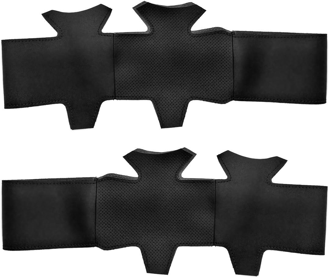 MEWANT Customiezd Black Genuine Leather Car Steering Wheel Covers for Nissan Almera (N16) 2000-2003 / X-Trail (T30) 2001-2003 / Terrano 2 2001-2002