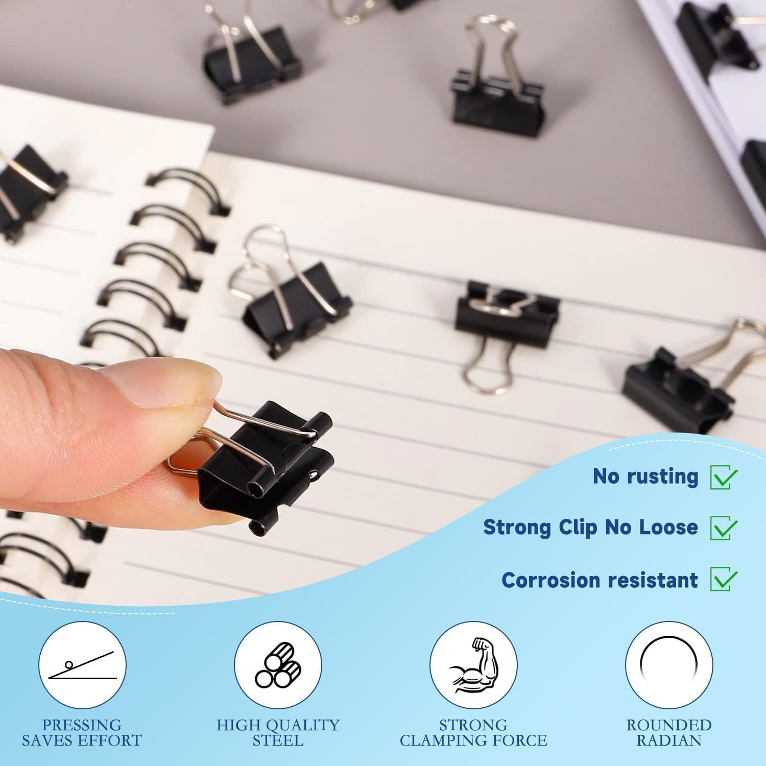 180 Pcs Paper Binder Clips, Mini Bulldog Clips Small Clips for Paper 15Mm 5/8 Inch, Office Supplies Micro Size Office Clips for Home School (Black) image number 5