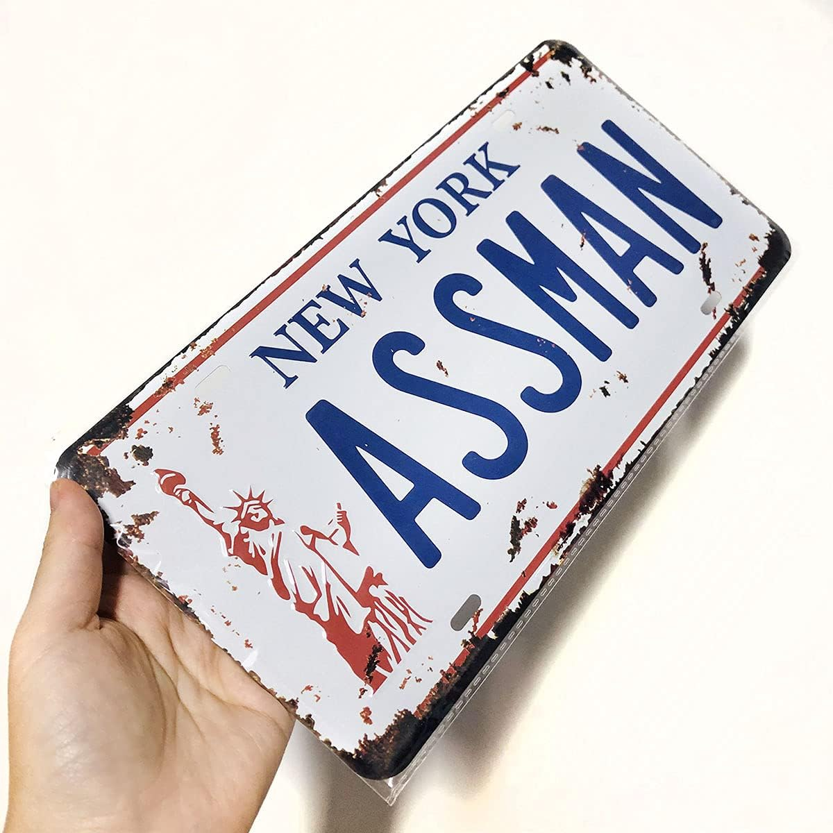 Embossed Vintage Prop Number Tag, Assman, Vanity License Plate, Seinfeld | Cosmo Kramer, 6X12 Inch