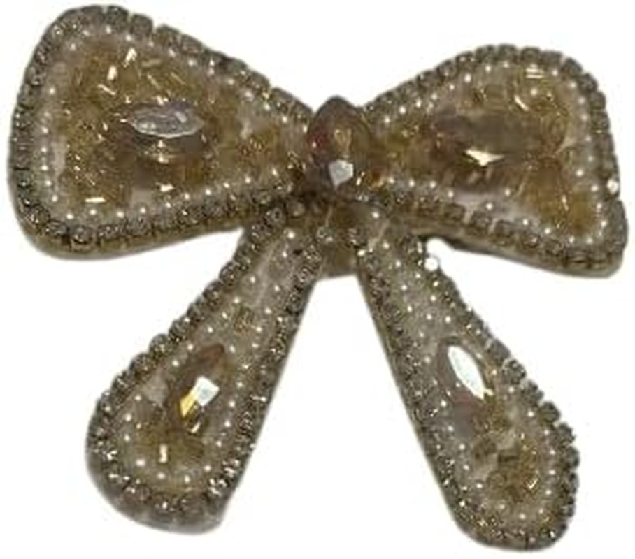 NTY Collections Rhinestone Bow Hair Clips &ndash; Sparkly French Design Barrettes, Crystal Bow-Knot Hair Accessories for Women & Girls, Party, Halloween, and Special Occasion Hairstyles -Pack of 1, Golden image number 3