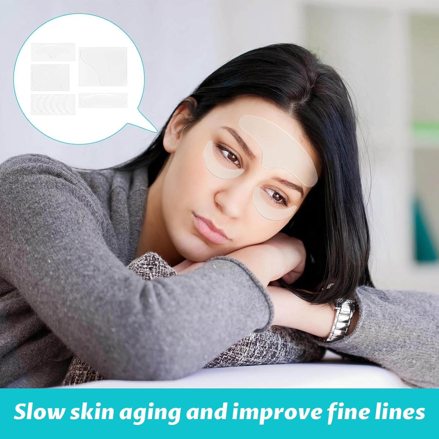 Silicone Wrinkle Patches, Face Tape for Wrinkles, Reusable Silicone Patches for Face/Chest/Neck, anti Wrinkle Patches for Face Overnight Prevention, anti Wrinkle Pads for Wrinkles and Fine Lines image number 1