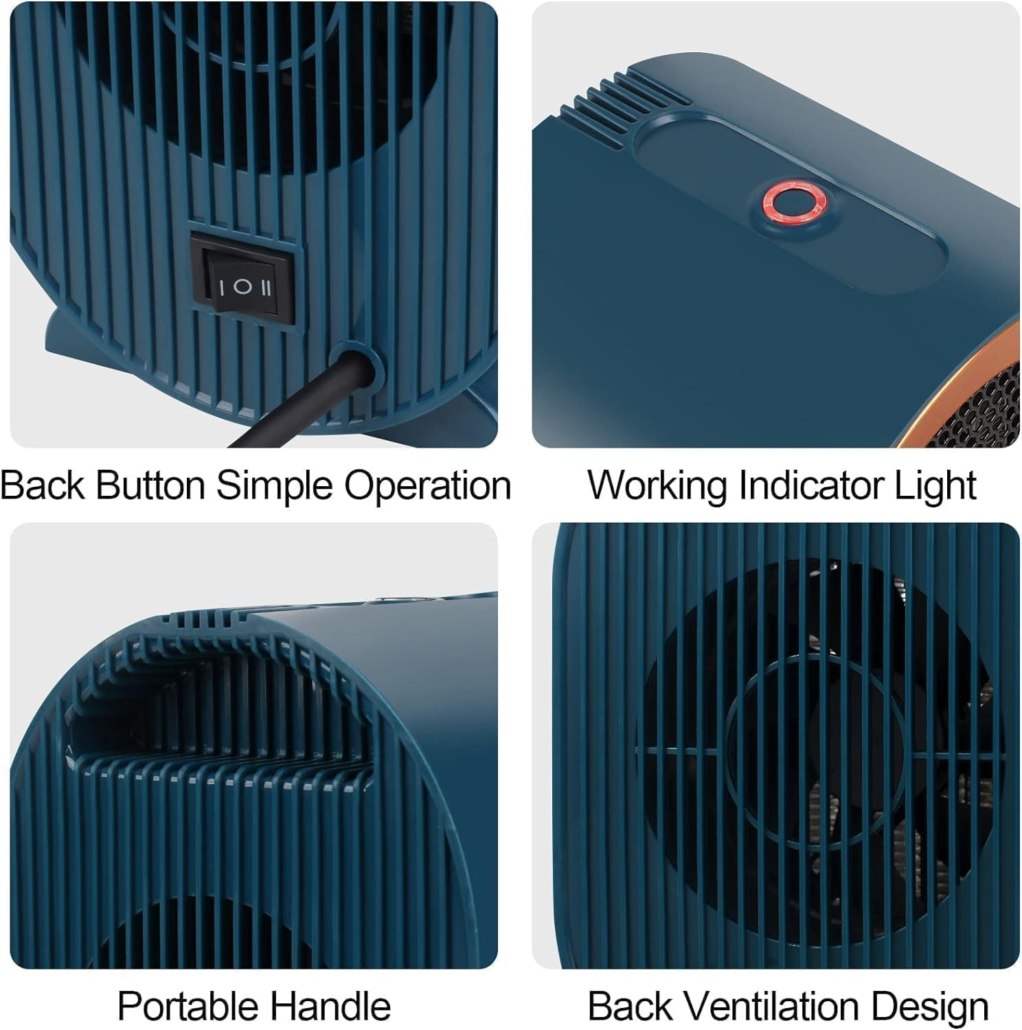 Electric Space Heater,Portable Energy Efficient Space Heaters for Indoor Use,Two-Speed Portable Heater Fan for Office with Adjustable,Overheating Protection,Dumping Shutdown image number 3