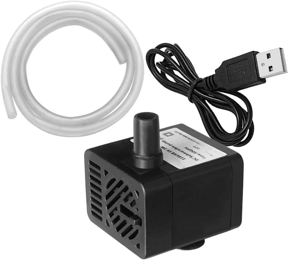Mini Submersible Water Pump DC 5V USB with Tubing for Pet Fountain, Aquarium Fish Tank, Pond, Fountain, Hydroponics, Adjustable Flow image number 2