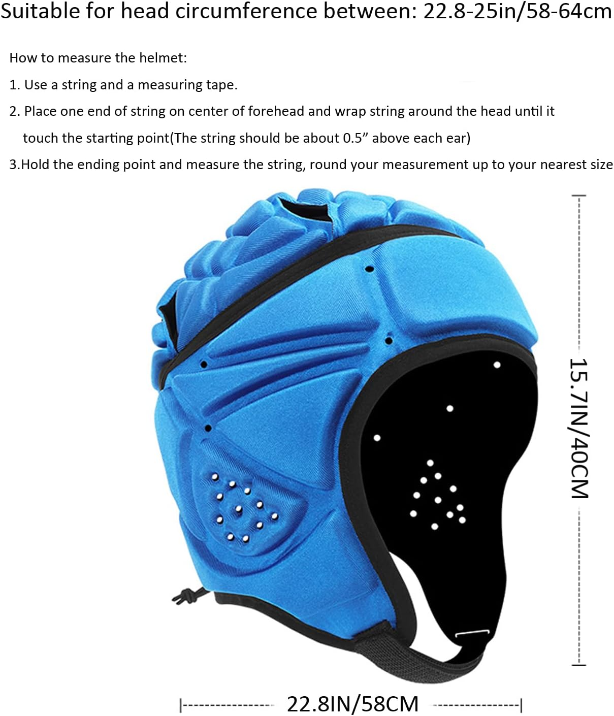 Padded Helmet Protective Headgear for Rugby Football Soccer - Blue image number 7