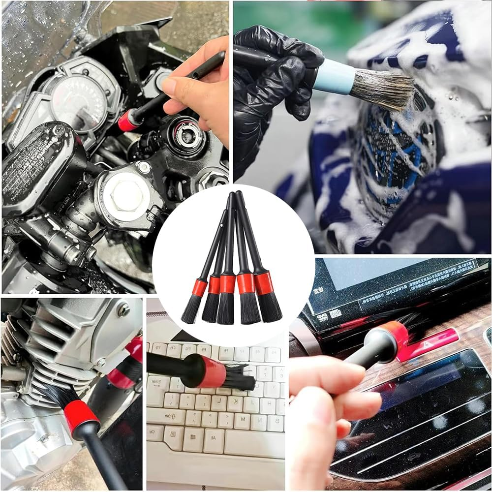 5 PCS Car Detailing Brush Set &ndash; Premium Auto Detail Brushes for Interior & Exterior Cleaning, Scratch-Free Wheel, Engine, Leather & Air Vent Detailing Tools for Cars, Trucks & Motorcycles image number 2