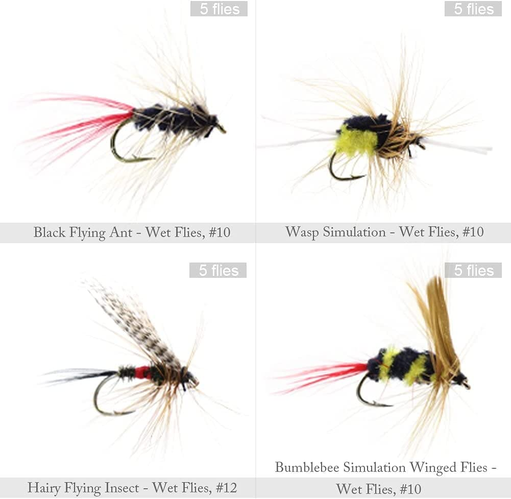 Fly Fishing Dry Flies Wet Flies 60Pcs / 120Pcs Assortment Kit with Waterproof Fly Box for Trout Fishing
