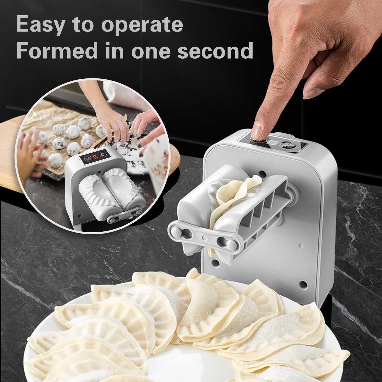 Electric Dumpling Maker Machine - Automatic Easy 2 Modes Household Quick Forming Making Tool for Chinese Dumplings and Wontons with Spoon and Brush image number 6