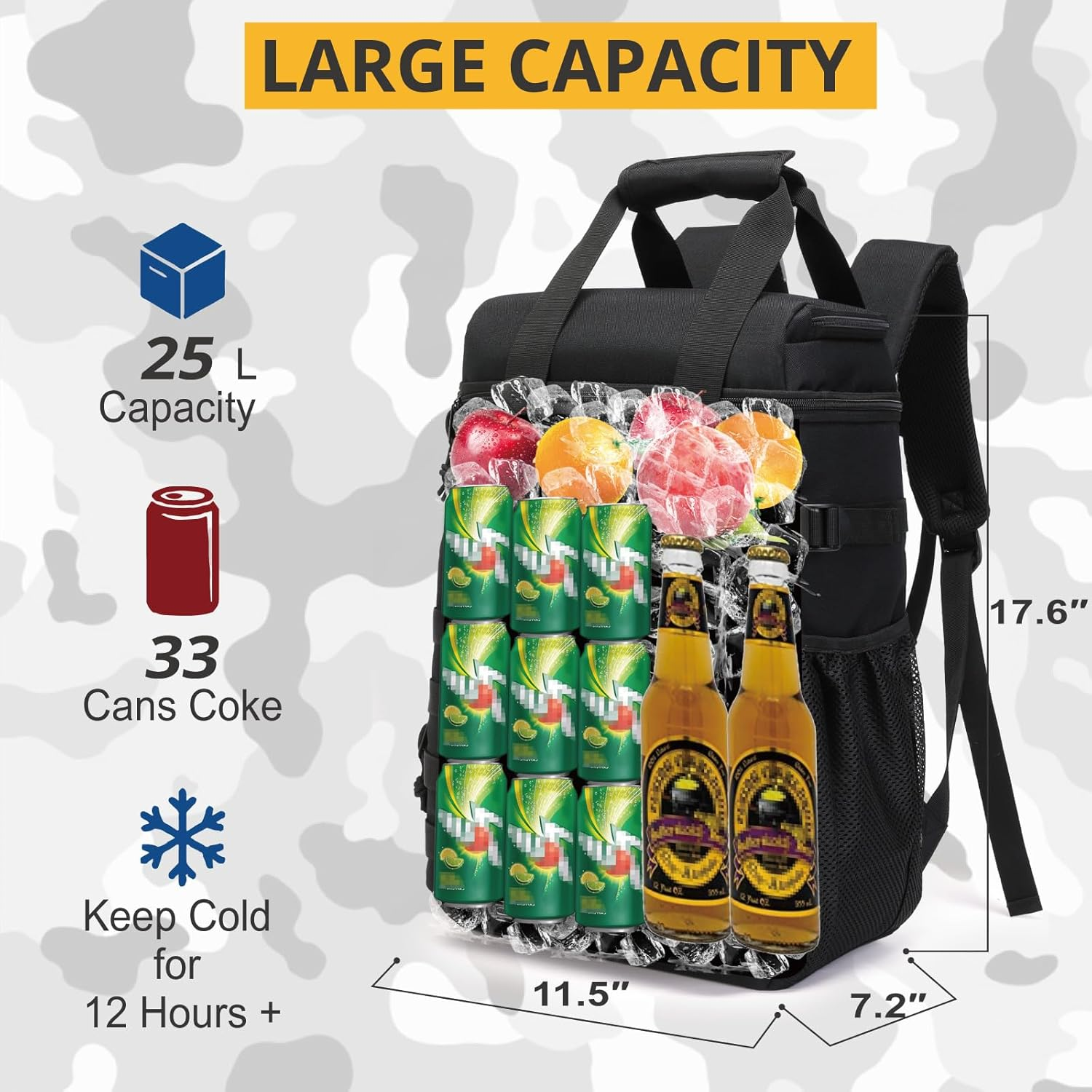 Tactical Backpack Cooler,Lunch Backpack for Men Work with Handle，Soft Cooler Backpack Insulated Waterproof Leak Proof，Heavy Ice Chest Backpack for Hiking Camping - Blue image number 2