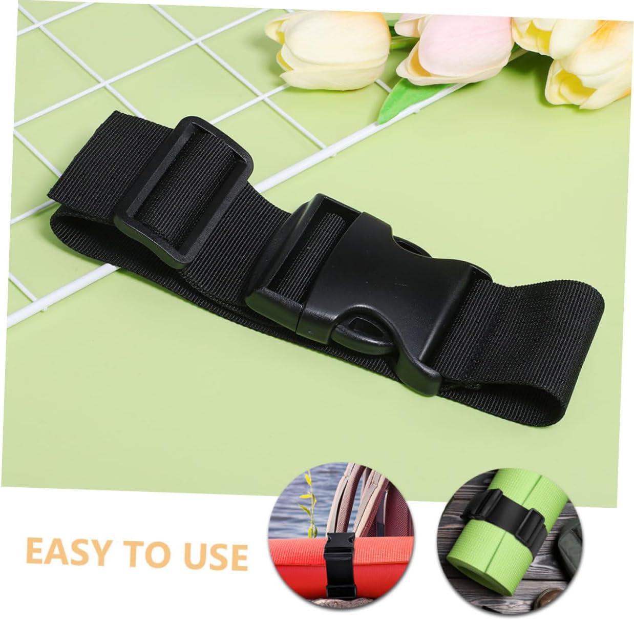 Iplusmile 4Pcs Adjustable Nylon Luggage Buckle Straps Outdoor Travel Suitcase Belts with Snap Clasp for Backpack Tote Bag Security and Extra Bag Attachment image number 3