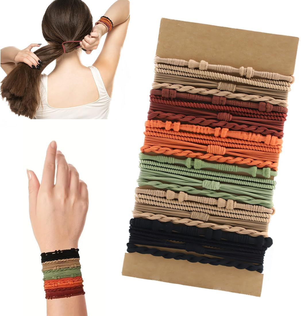 Pack of 24 Boho Hair Bobbles Scrunchies Hair Scrunchies Stylish Ponytail Holders Boho Hair Bobbles for Women and Girls for Women and Girls image number 3