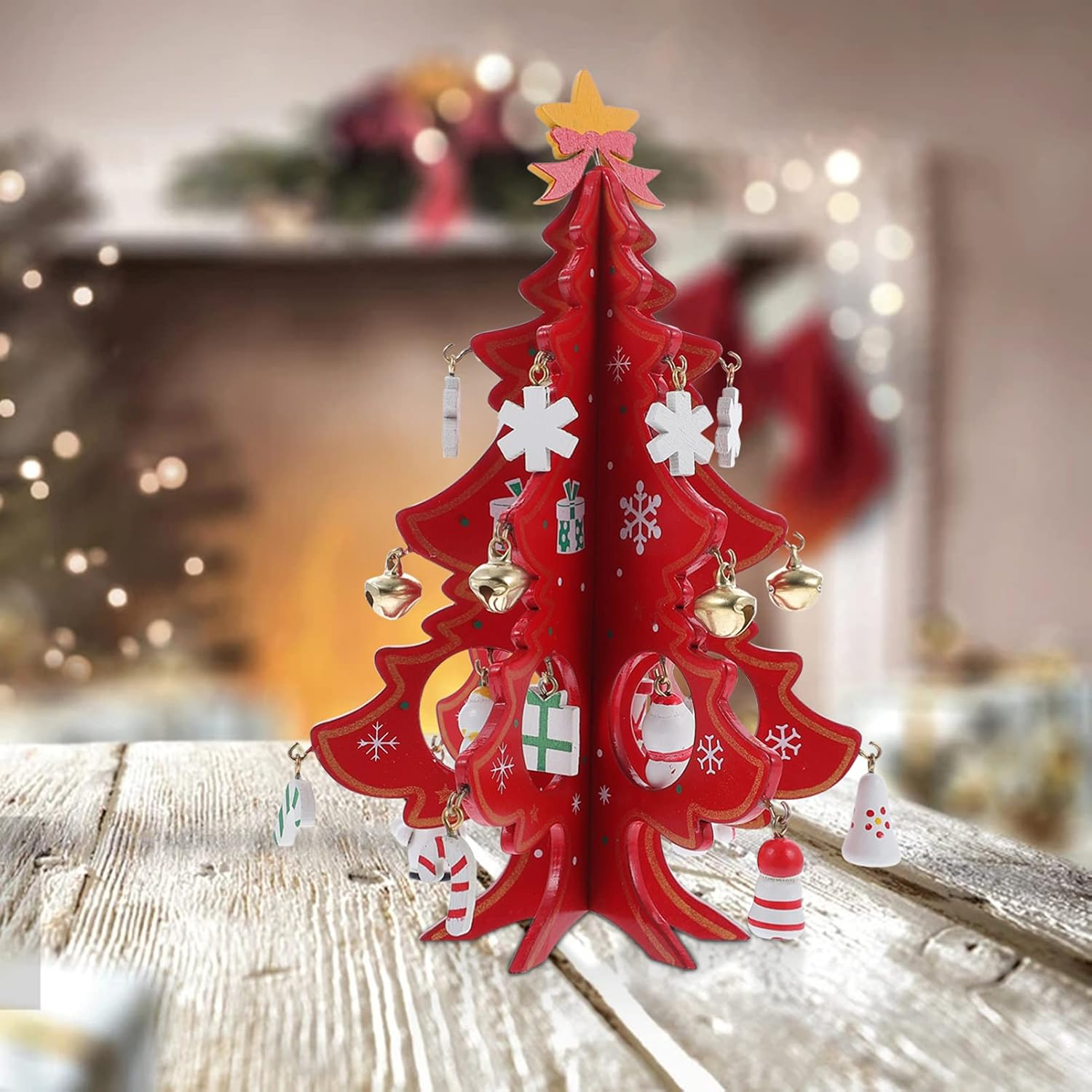 Creative Mini Christmas Tree Tabletop Ornament for Holiday Decor Model Bright Colors for Home and Christmas Party Display - Red image number 3