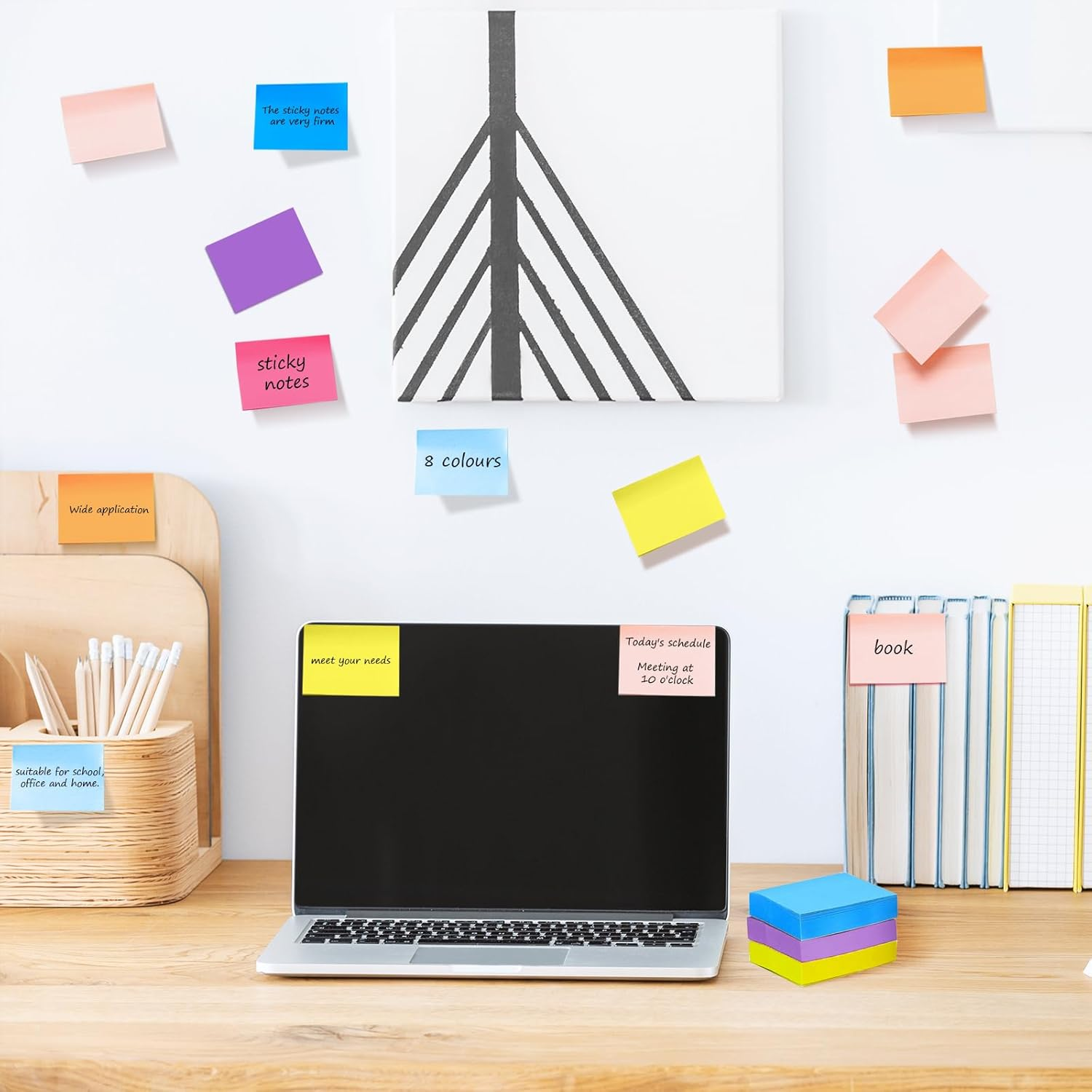 Pack of 24 Sticky Notes, 50 X 38 Mm, Small Sticky Notes, Self-Adhesive Notes Pads for Office, Home, School, Session, 75 Sheets/Notes, 1800 Sheets in Total (8 Colours) image number 6