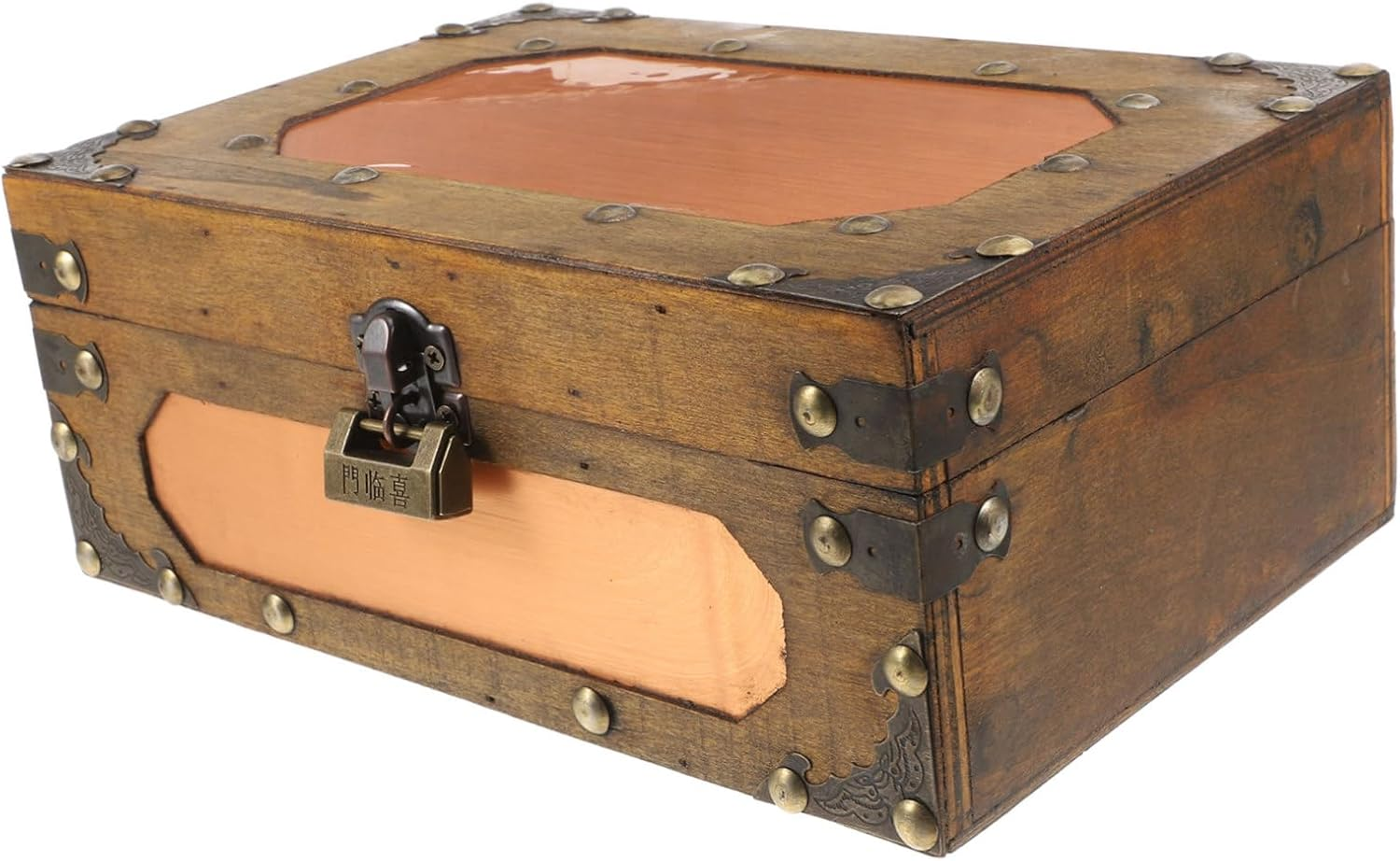 Retro Storage Box Vintage Wooden Craft Storage for Jewelry Decorative Treasure Chest image number 3