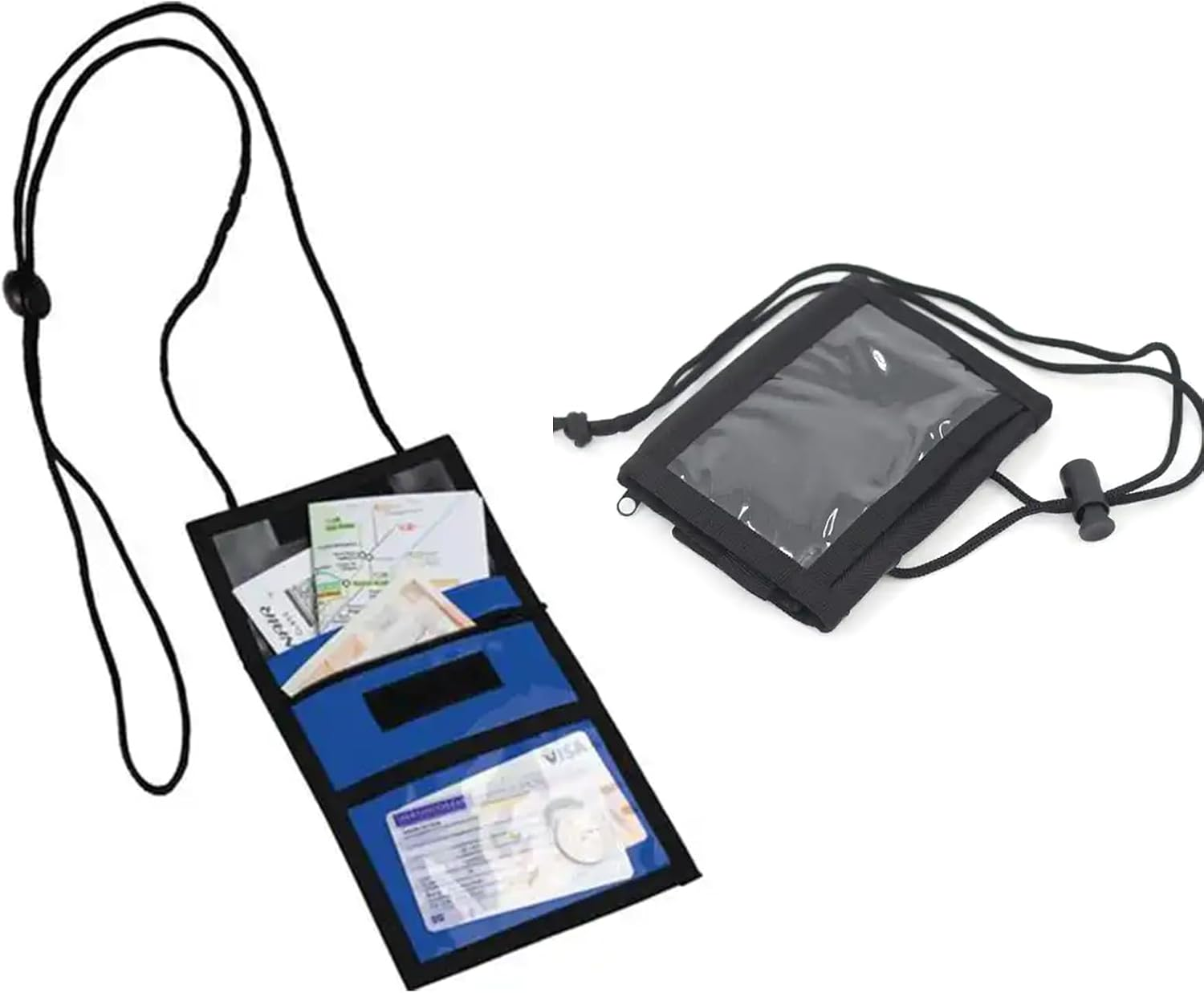 Wilsonzin Pack of 2 Children'S Wallet, Chest Bag, Shoulder Bag, Travel Purse, Bag, Shoulder Bag, Chest Bag for Passport, Credit Cards, Mobile Phone (Black/Blue), Black, Modern image number 2