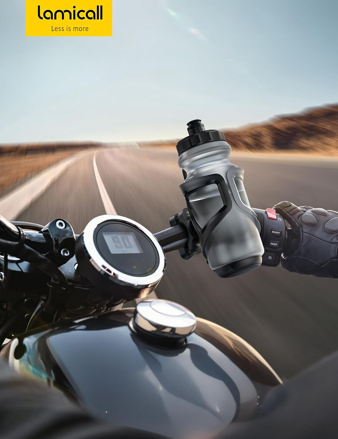 Lamicall Bike Water Bottle Holder - [Tracker Storage] [For Handlebar & Frame] Bike Cup Holder, Bicycle Drink Cage, Cycling Bike Water Bottle Cage with Screws Tool, for 2.28-3.39" Diameter Bottles image number 6