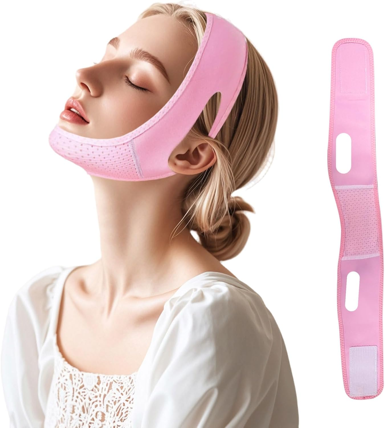 Chin Strap, Double Chin Reducer, Jawline Lifting Straps, Jaw Strap for Sleeping, V Line Lifting Mask for Women, Breathable V Line Face Lift Facial Slimmer Shape for Double Chin and Saggy Face Skin