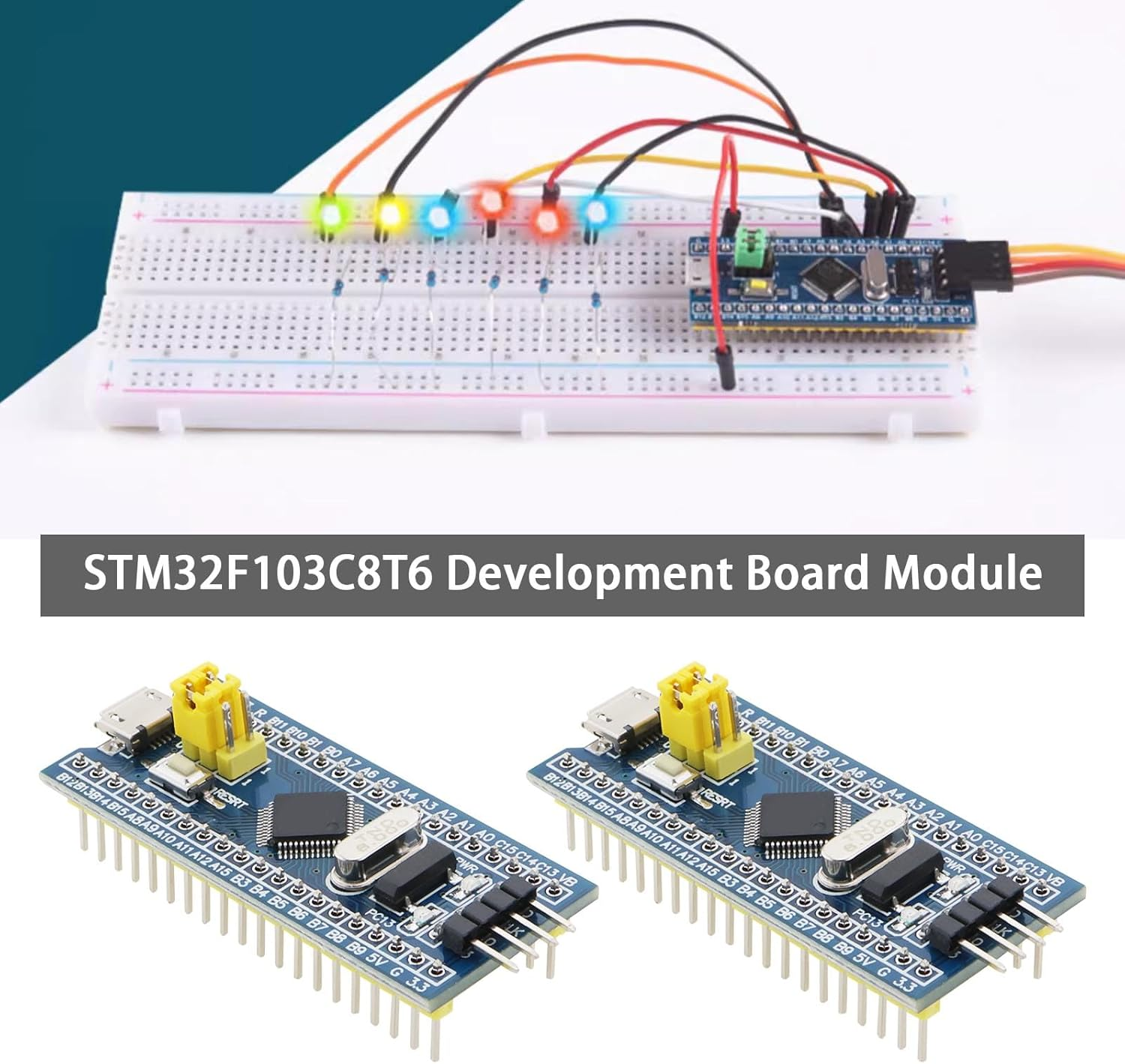 VGOL 2 Sets Development Board Modules STM32F103C8T6 ARM Minimum System Development Board Module Microcontroller Development Board Compatible with STM32