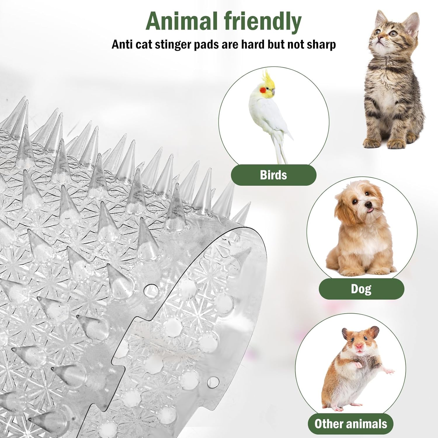 5 Pack Scat Mat for Cats Clear Pet Spike Mats with Spikes to Deter Dogs and Other Animals Away Cat Repellent Indoor Outdoor Scat Mat for Sofa Door Balcony Patio 16 X 13 Inches Pouywh(Transparent)