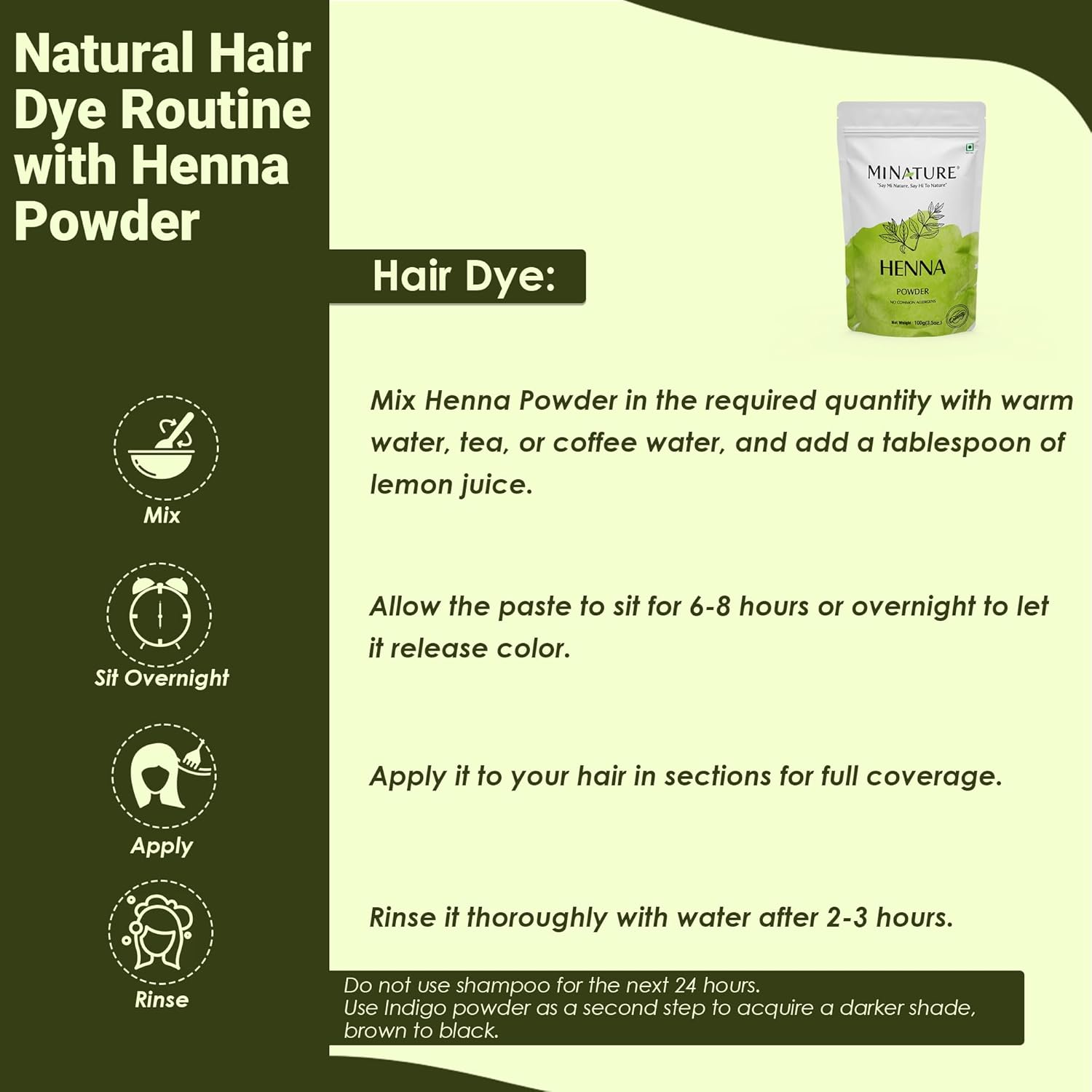 Mi Nature Pure Henna Mehndi Powder |Naturally Plant Based Sourced Henna for Hair Coloring & Care |Herbal Hair Care | No Added Preservatives (Natural Reddish Orange, 100G) image number 3