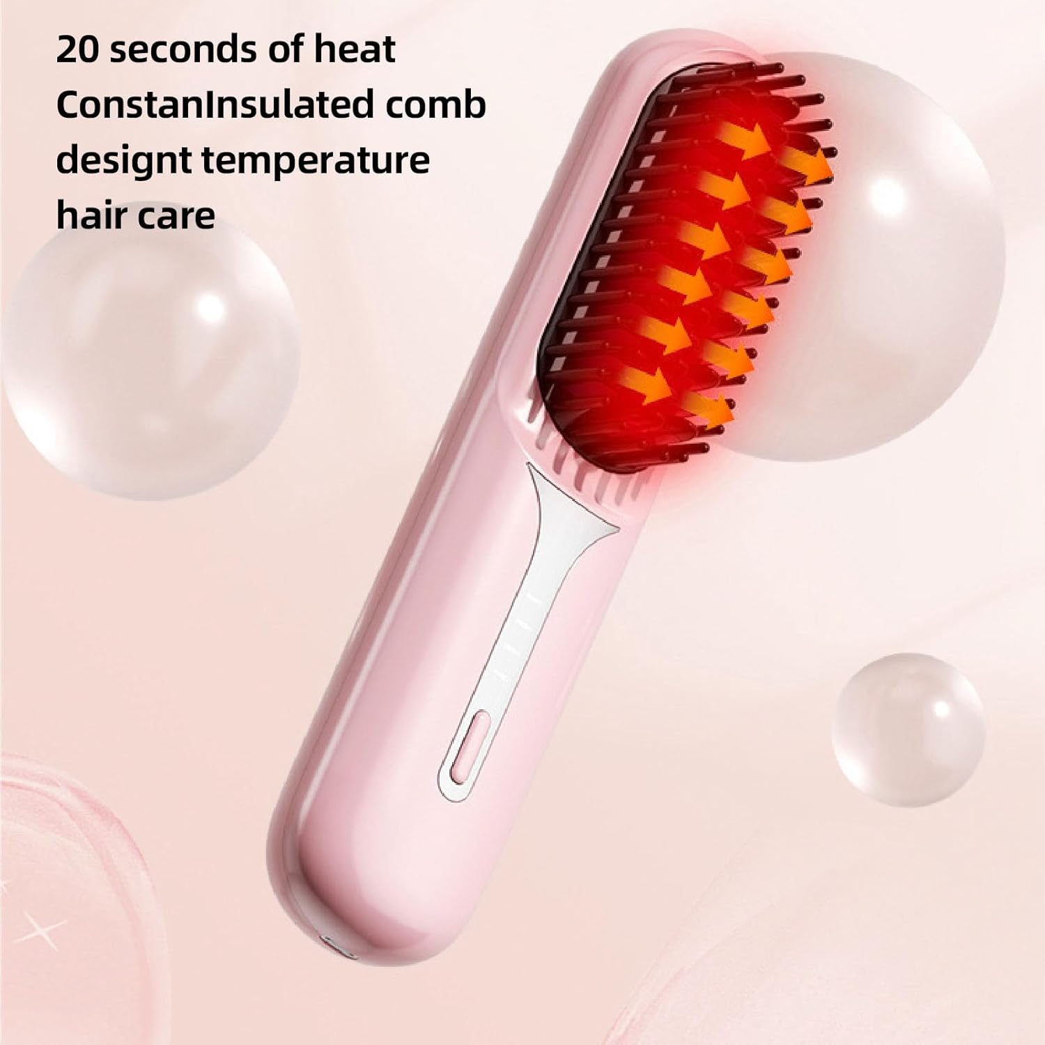 Cordless Hair Straightening Comb Heated Negative Ions Quick Heating Hair Straightener Brush Portable Design for Home and Travel image number 2