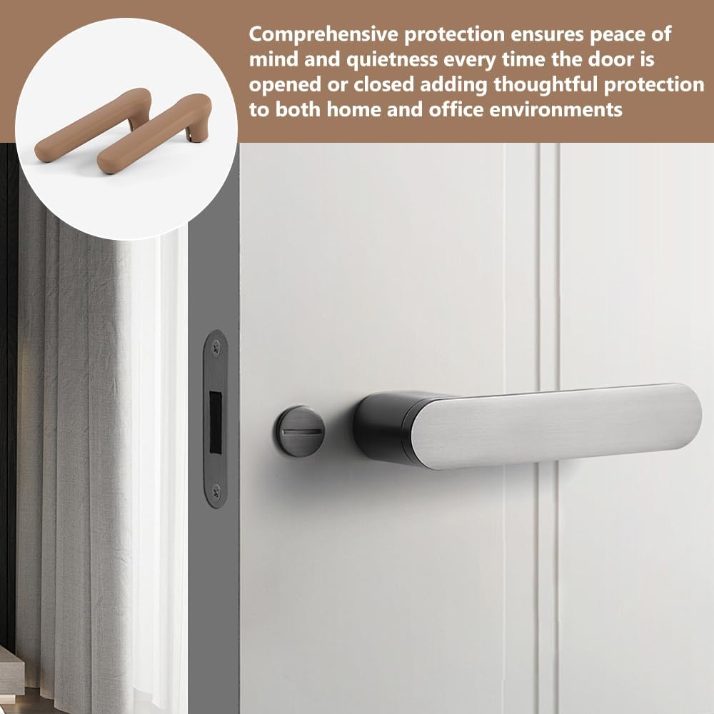 MOTRAIN 2PCS Silicone Door Handle Covers for Flat Square Door Levers, Anti-Slip, Anti-Static and Shock-Absorbing Door Knob Protectors for Child Safety and Collision Prevention, Easy Installation, Coffee image number 4