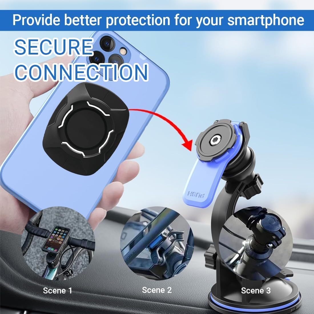 GXGM Universal Quad Lock Compatible Adapter - Quick Mount for Smartphones, Motorcycles, Bikes, Cars and Accessories image number 5