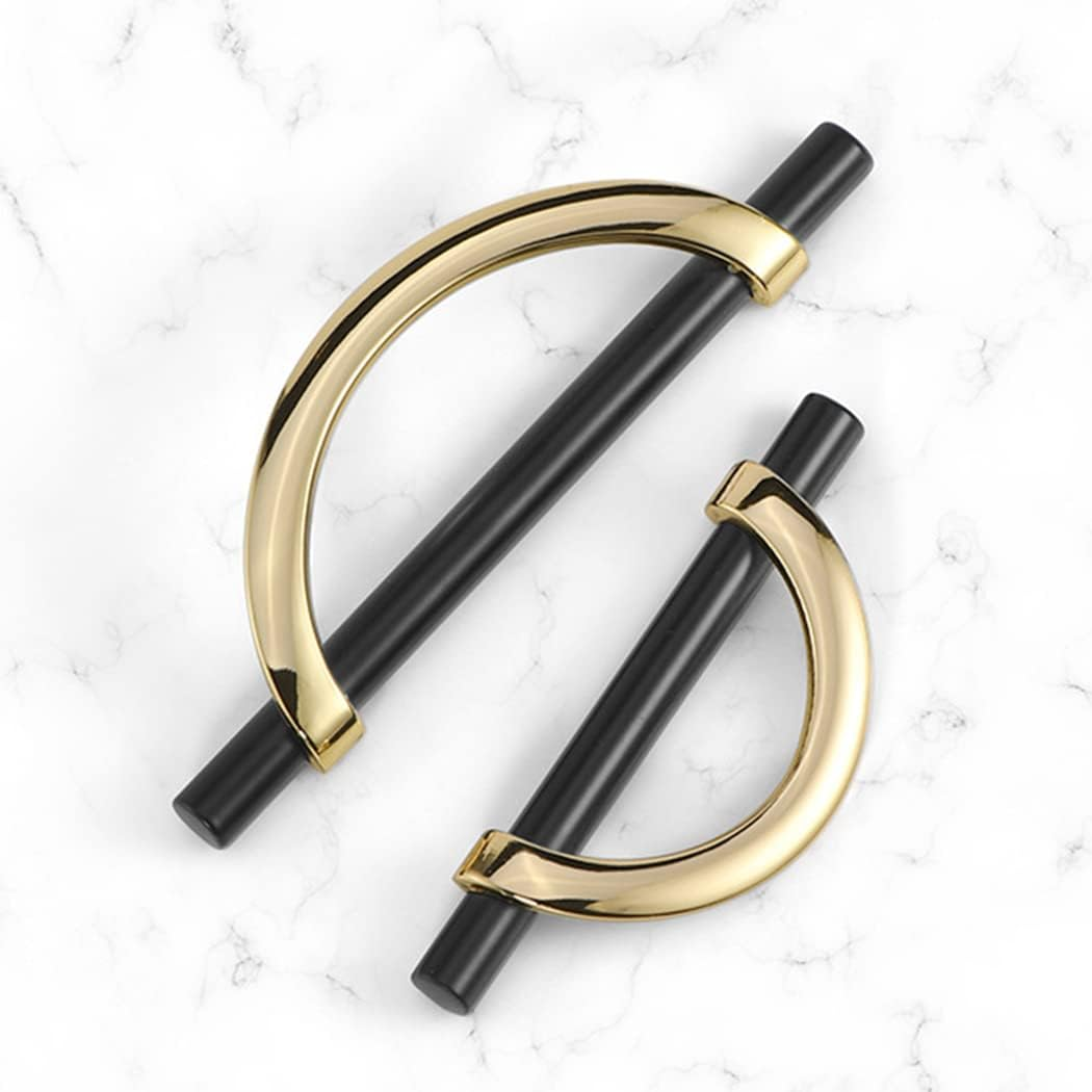 DAPANIY Brushed Gold Cabinet Pulls Drawer Pulls, Half Moon Shape Pulls Gold Drawer Dresser Kitchen Handles Antique Cupboard Door Handles, 4Packs 96Mm