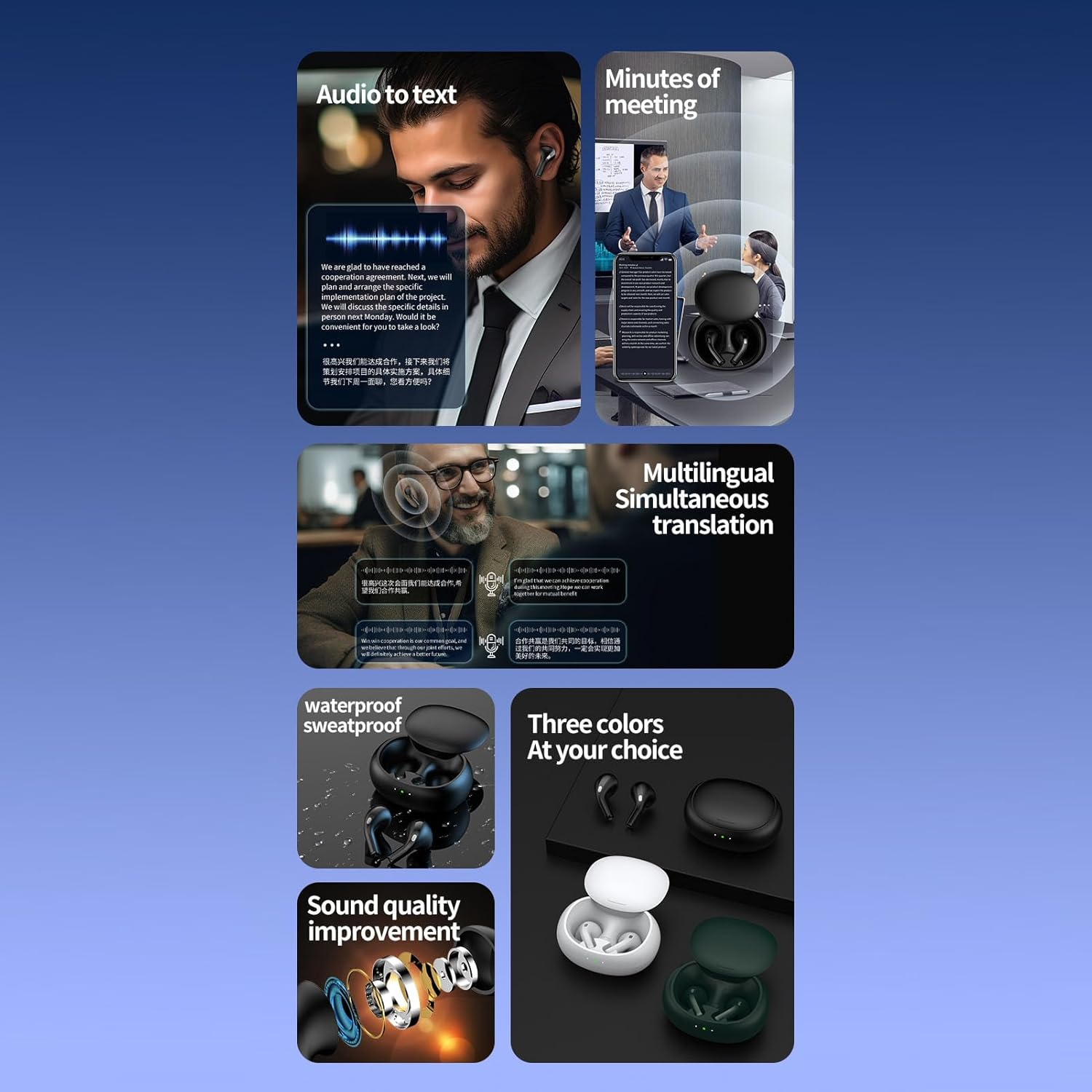 Generic Translation Earbuds, 74 Languages 70 Accents Dual Mic Hifi Stereo Speaker, 4 Translation Engines, Low Latency, 4 Hours Continuous Usage (Green) image number 1