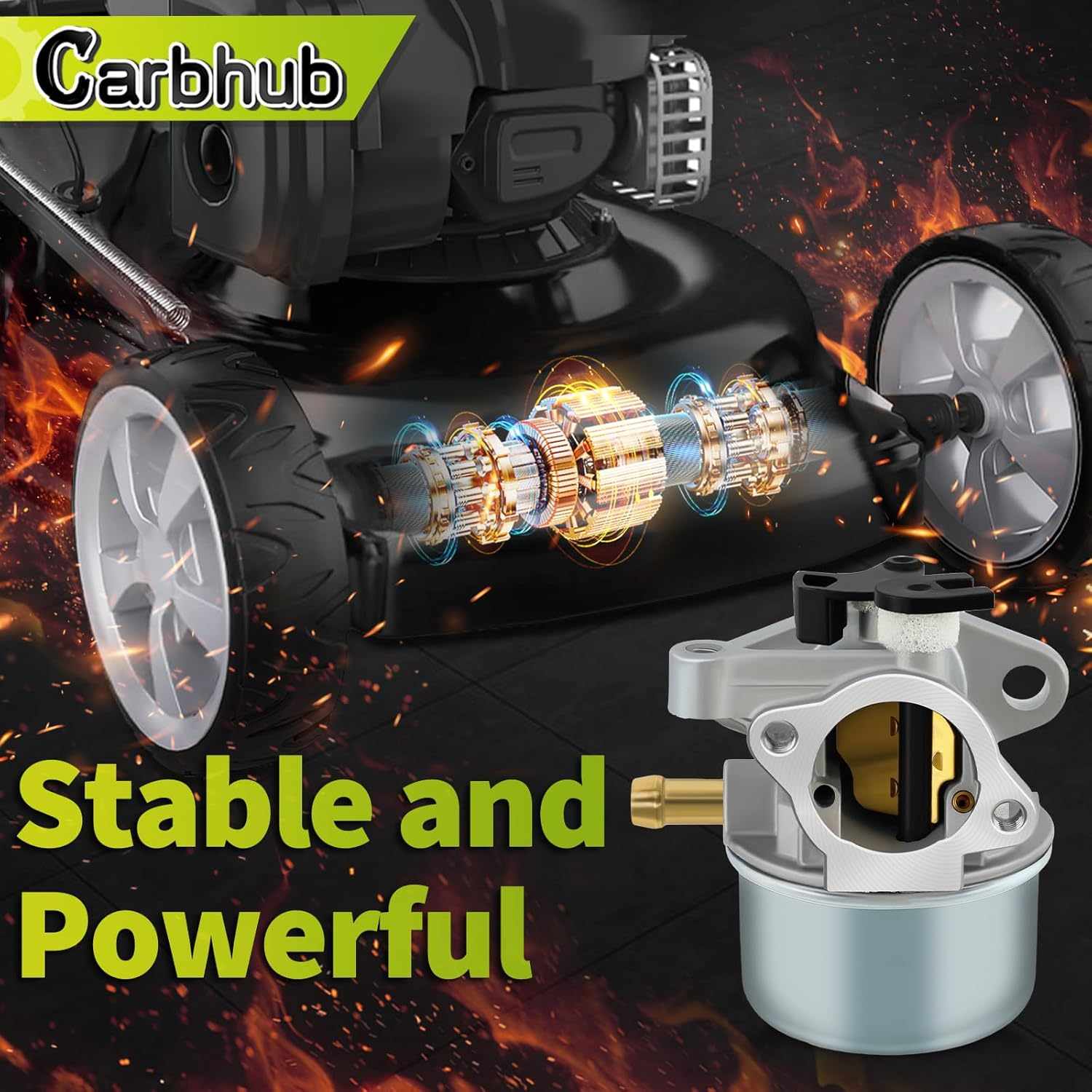 Carbhub 675 190Cc Carburetor Kit for Briggs & Stratton Gold 6.25HP 6.75HP MRS Push Mower 675 190Cc with Fuel Filter with Spring with Spark Plug