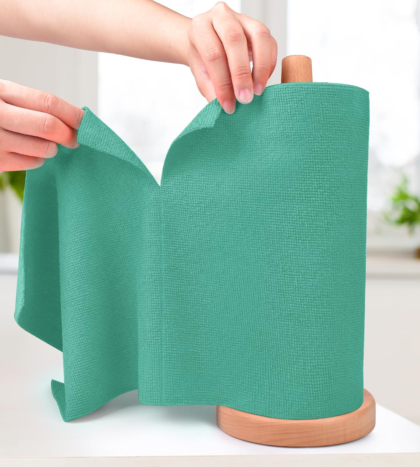 Kitchlife Microfiber Cleaning Cloth Roll - Tear-Away Reusable Microfiber Paper Towels, Lint-Free, Washable, 20 Sheets for Kitchen, Car, Dishes, and Sensitive Surfaces (Grey)