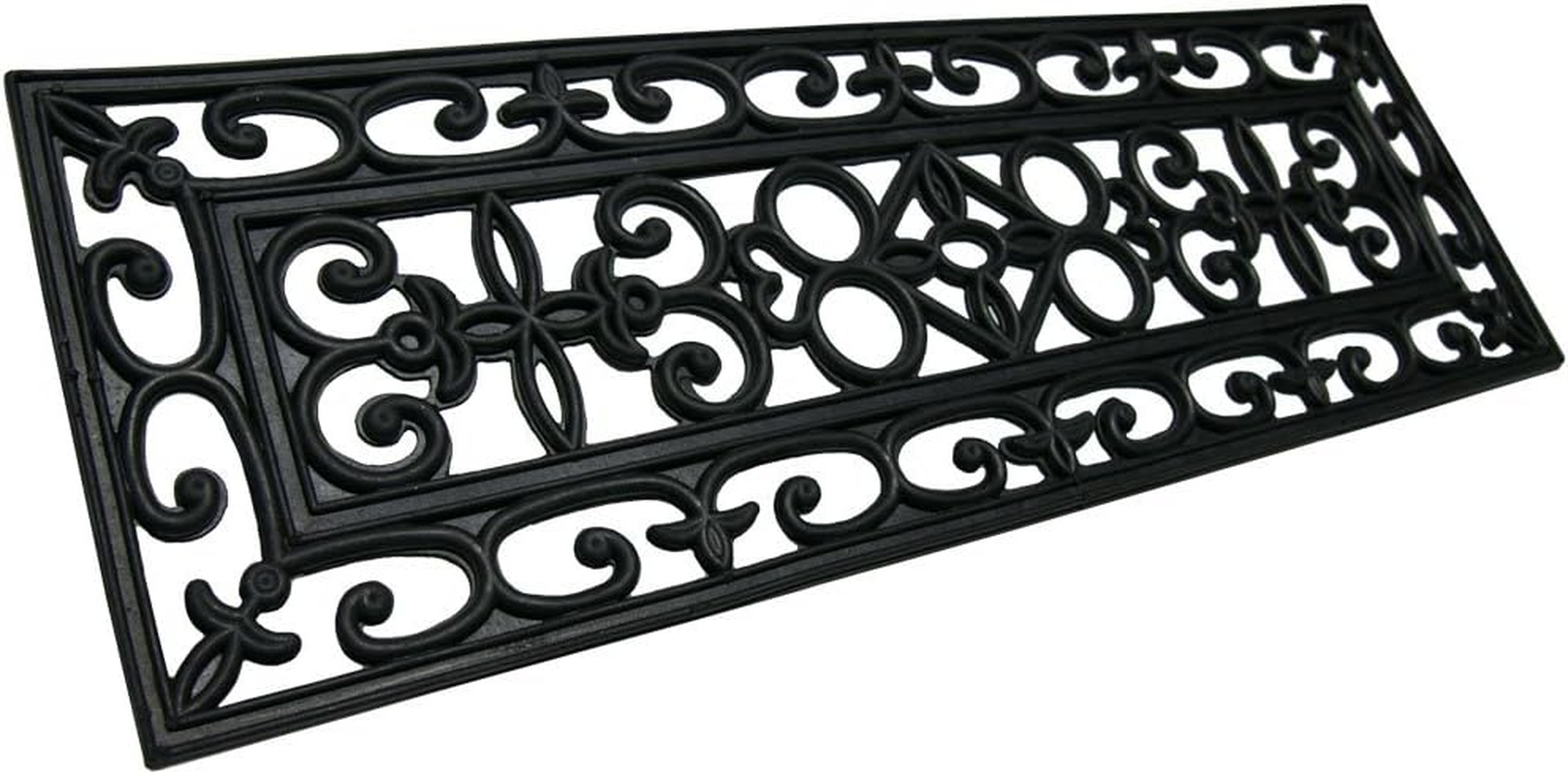 Rubber-Cal 6-Piece Regal Stair Treads Rubber Step Mats, 9.75 by 29.75-Inch, Black