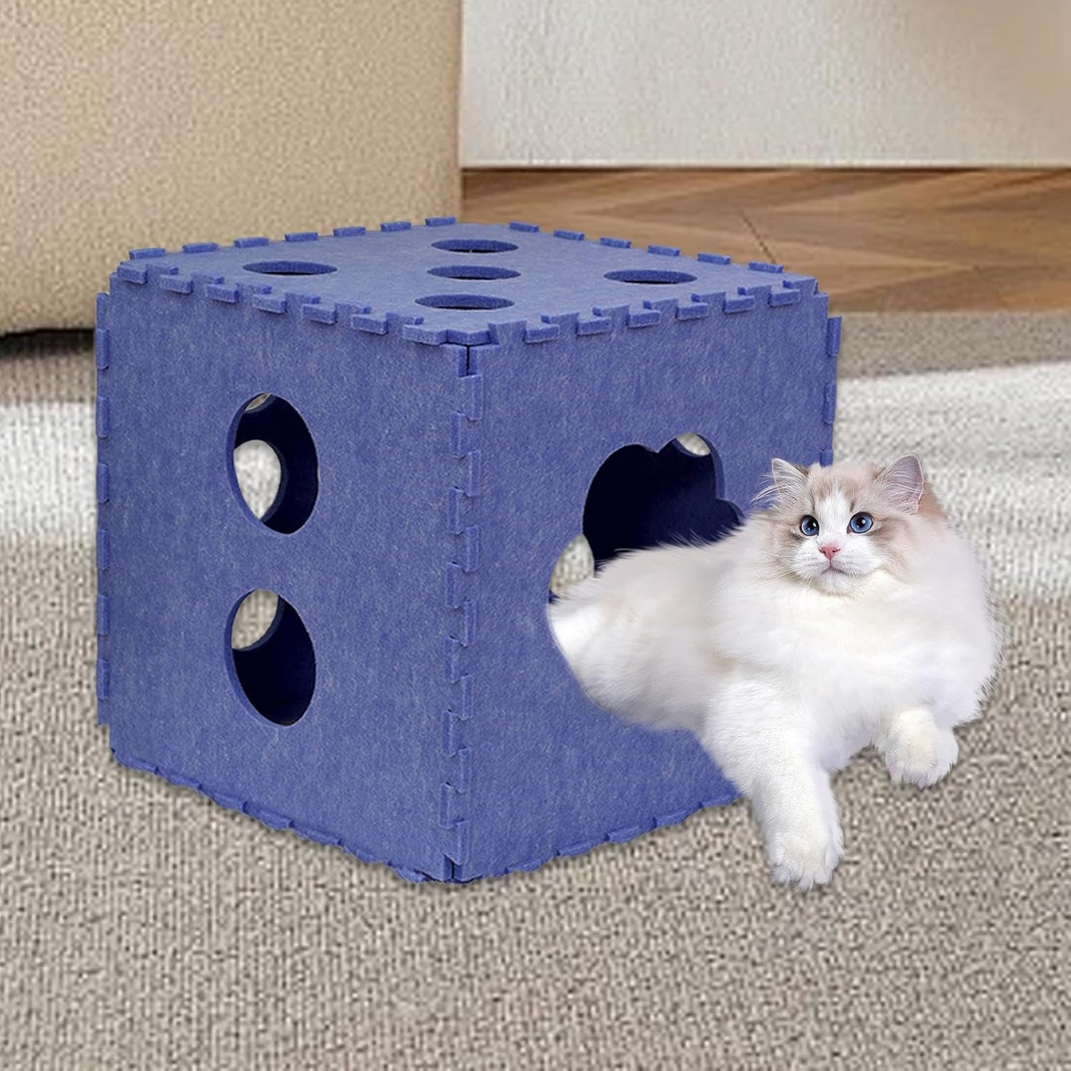 Cat House - Breathable Puzzle Shape Cat Bed Cave,Cat Hideaway, Indoor Cat Cube, Washable Scratching Board for Puppy & Kitten under 11-22 Pounds image number 4