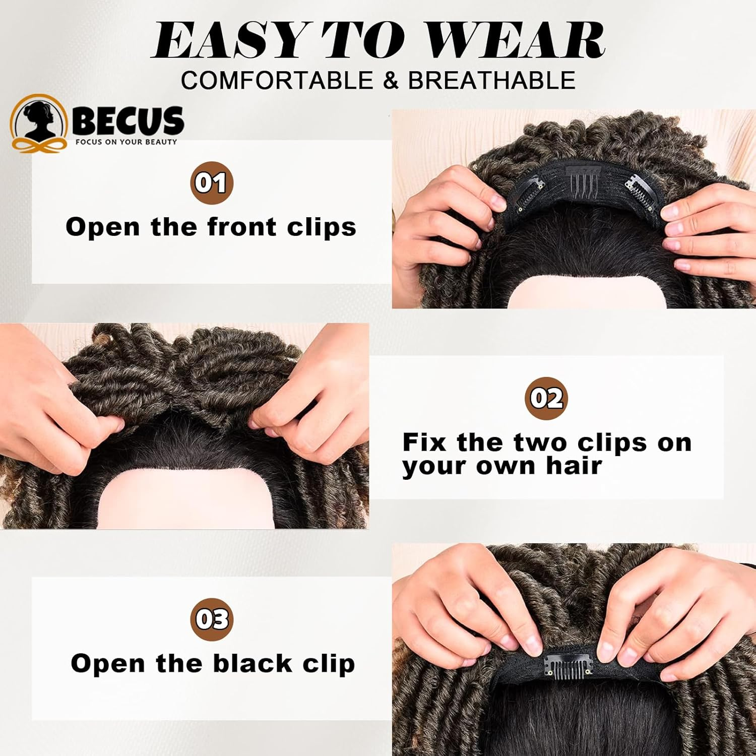 BECUS Dreadlock Toupee for Men Short Braided Toppers for Black Women Curly Synthetic Wiggy image number 5