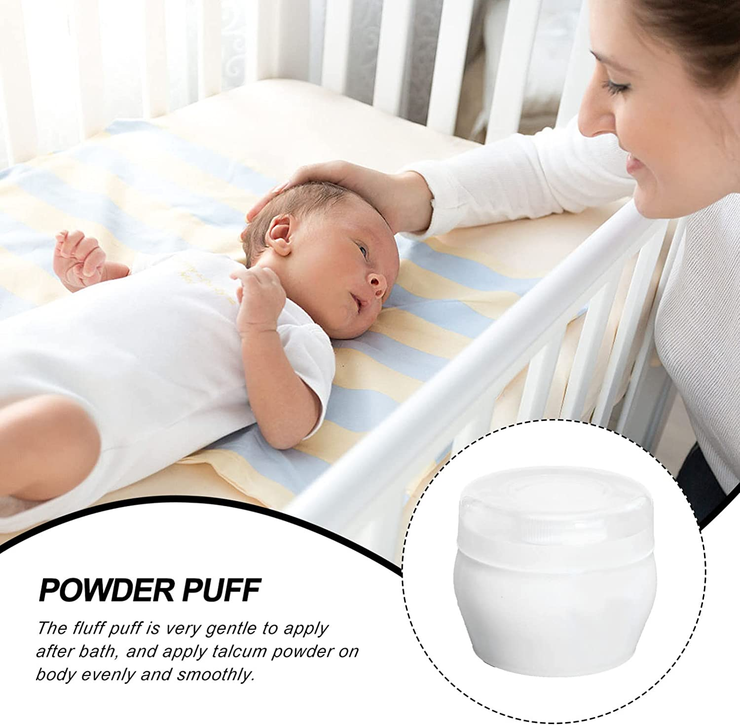 Zerodeko Portable Baby Powder Puff with Handle for Talcum Body Application Soft Kids Body Powder Puff for Bath Time Even and Gentle Coverage