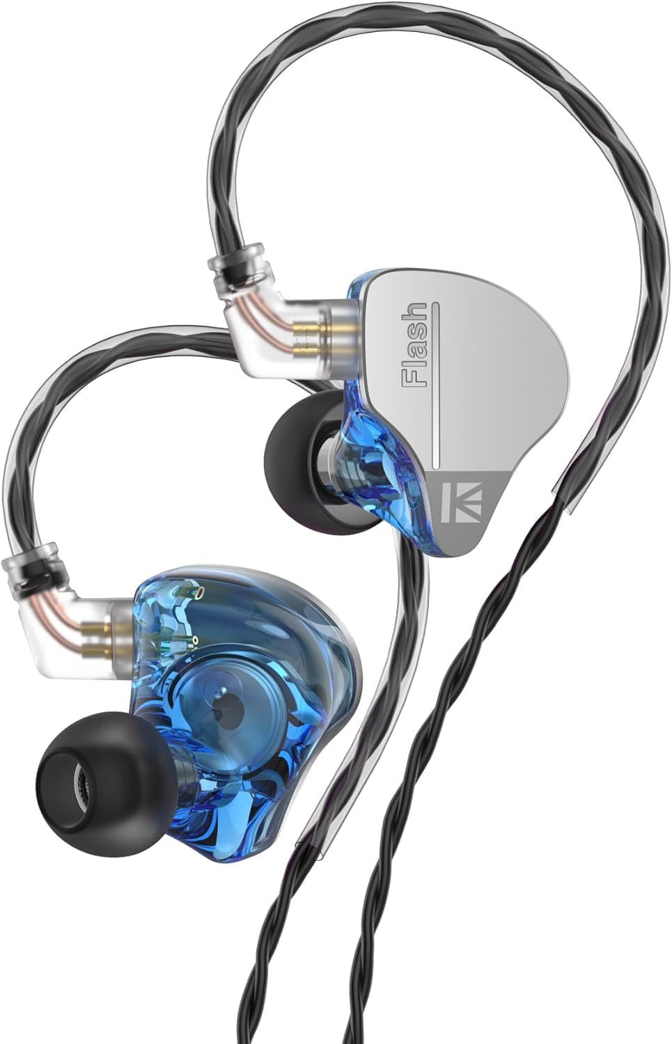 Yinyoo KBEAR Flash in Ear Monitors Hybrid DD BA Dynamic Headphones, Wired Earphones with 2Pin 0.78MM Detachable Cable, Comfortable Fit with Noise Isolation (Blue, No Mic)