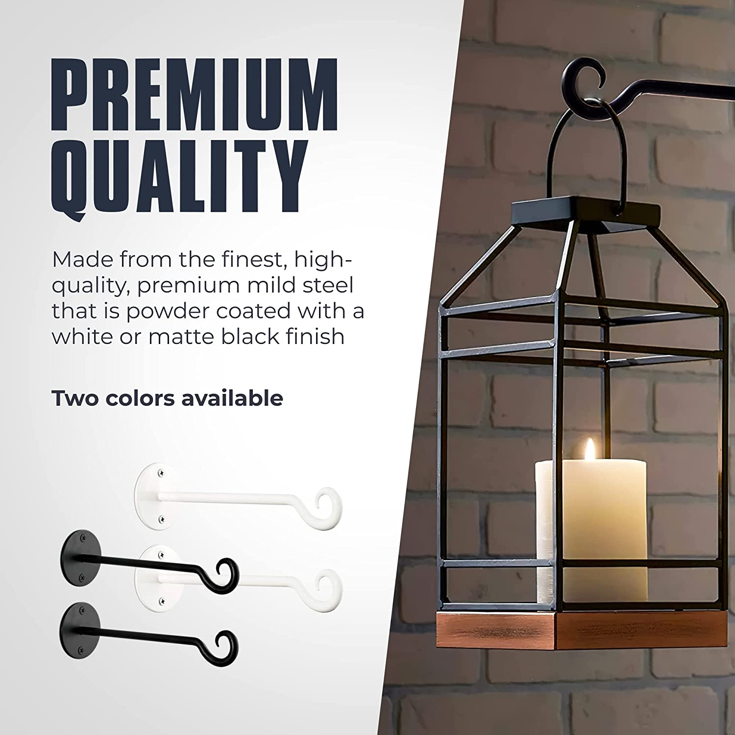 Monarch Abode 20144 Wall Mount Plant Hook Premium Metal Decorative Hanging Bracket for Plants Bird Feeders Planters Home Decor, Heavy Duty, 7.5 Inch, Set of 2, Matte Black image number 6