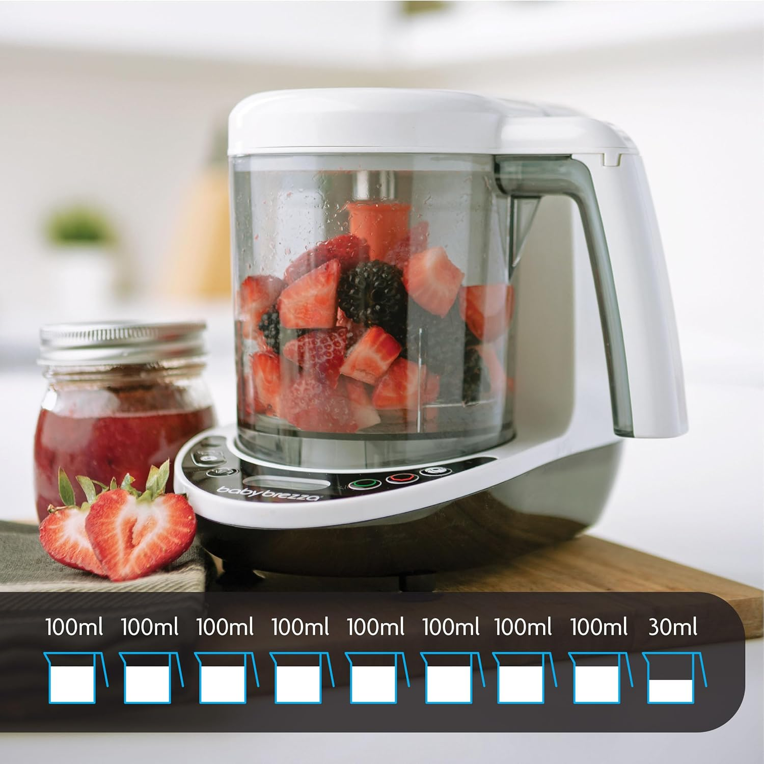 Baby Brezza One Step Baby Food Maker Deluxe &ndash; Cooker and Blender to Steam + Puree in 1 Step &ndash; Auto Shut off - Make Organic Food for Infants and Toddlers - Set of 3 Pouches + 3 Funnels image number 4