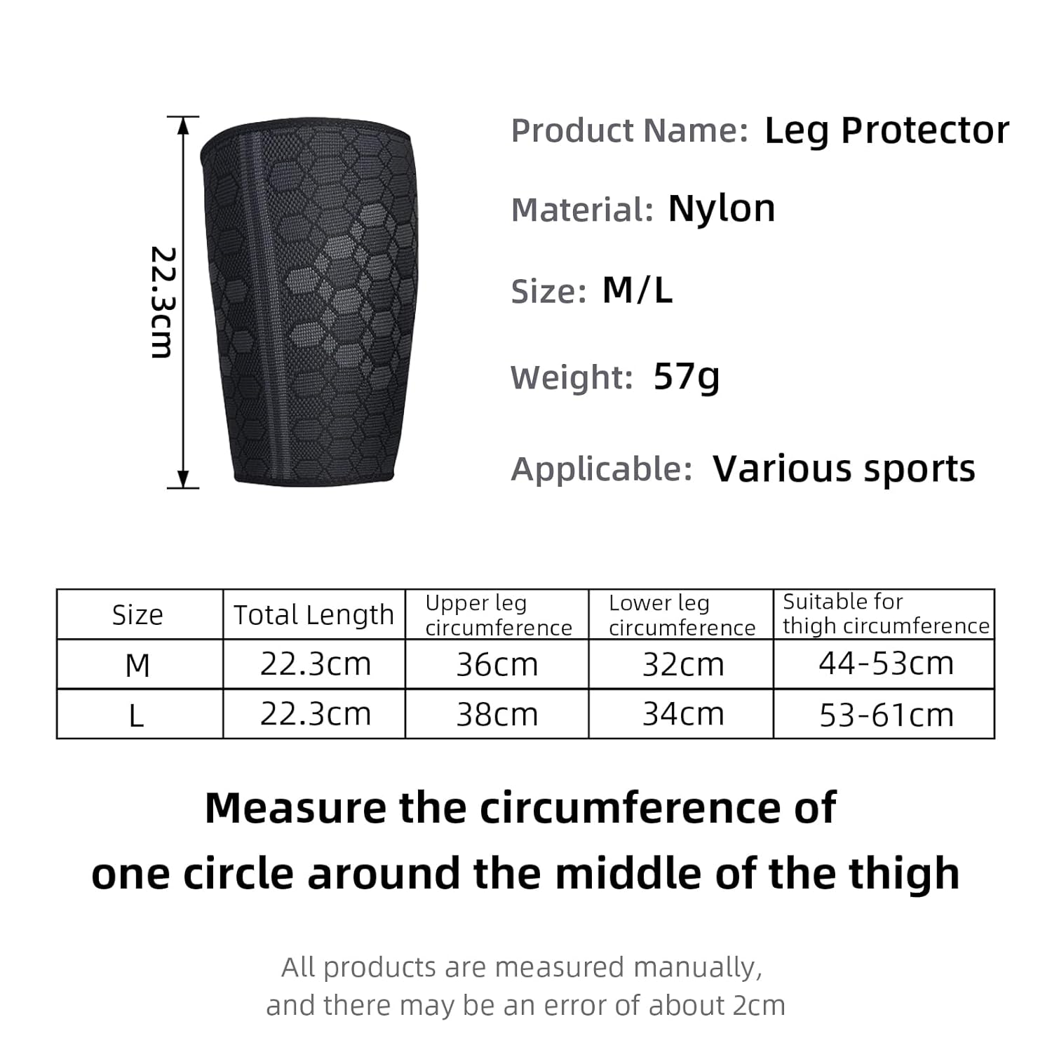 Xlihdzum 1 Pair Thigh Compression Support Sleeve - Breathable Adjustable Non-Slip Strap for Hamstring & Quadricep Support | Ideal for Injury Recovery & Active Lifestyles (L) image number 2