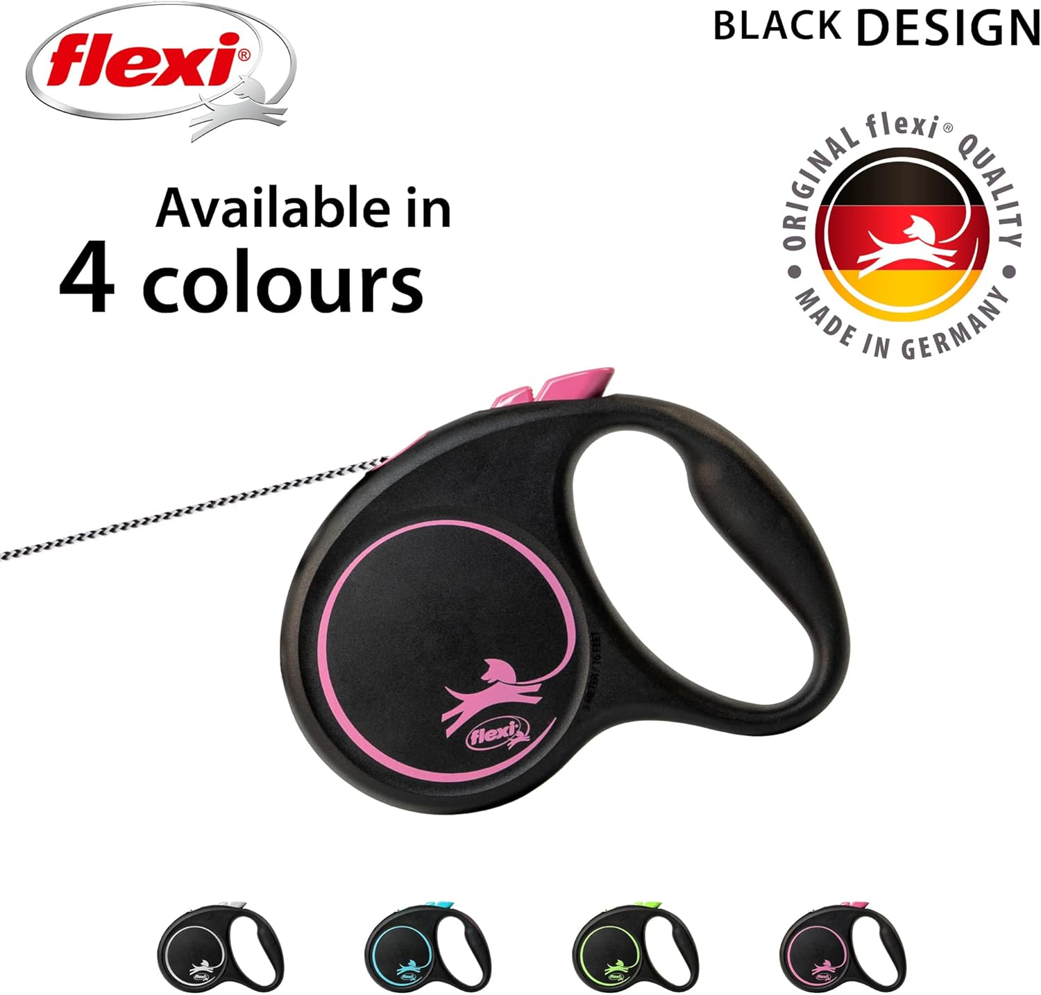 Flexi&reg; Black Design S Rope 5 M Black/Pink Roll Lead for Dogs up to 12 Kg image number 7