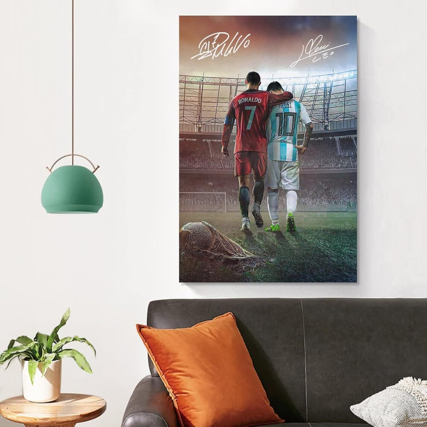 Messi Ronaldo Poster Wall Art Canvas Print Poster Home Bathroom Bedroom Office Living Room Decor Canvas Poster Unframe: 16X24Inch(40X60Cm) image number 2