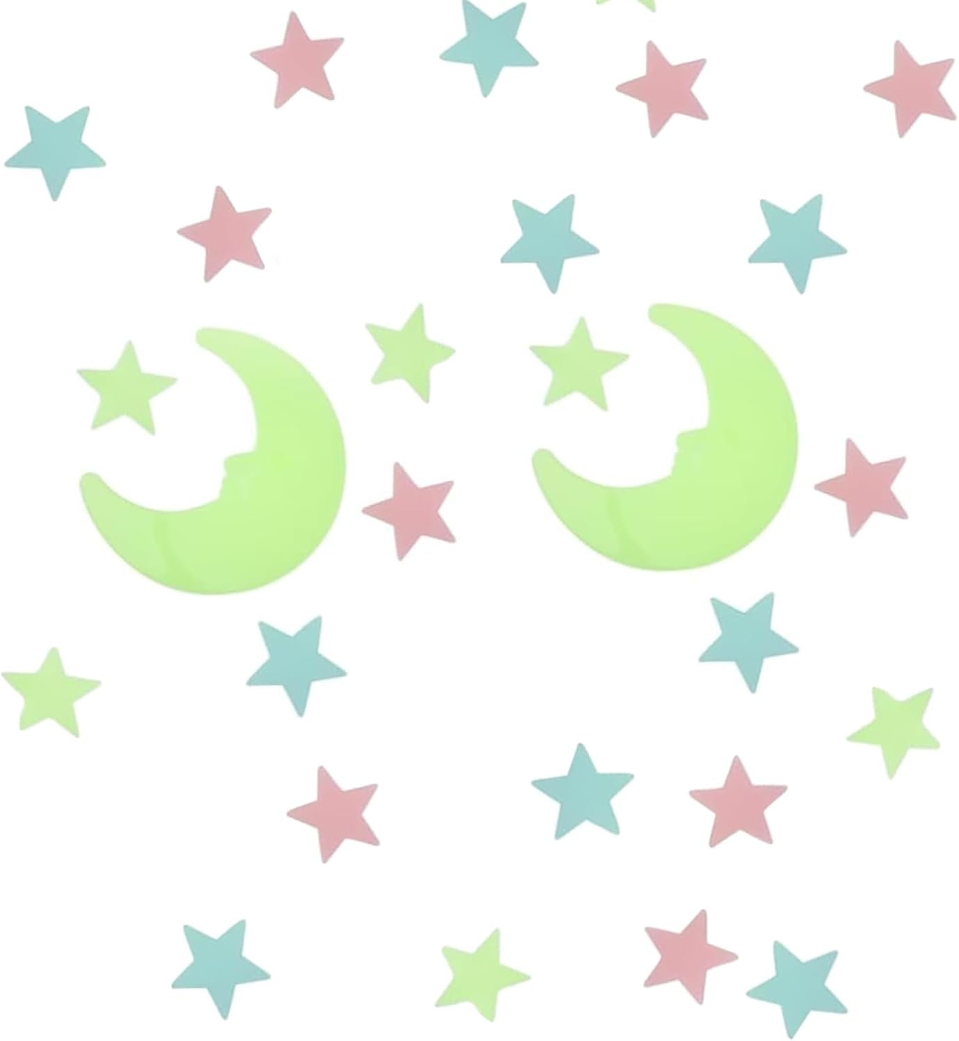 Fokmuaex 52Pcs Glow-In-The-Dark Stars and Moon Wall Stickers for Kids Boys Girls Room Decor image number 6
