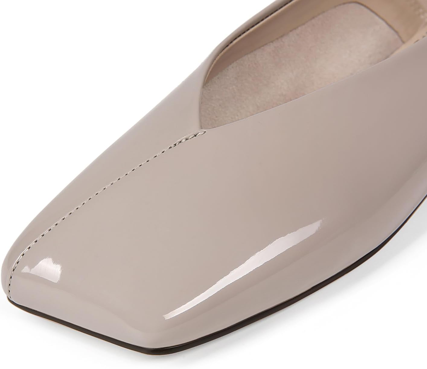 Pomoxikn Patent Leather Ballet Flats for Women Fashionable Square Toe Ballet Flats for Women Loafer Shoes for Women Dress Shoes. image number 2