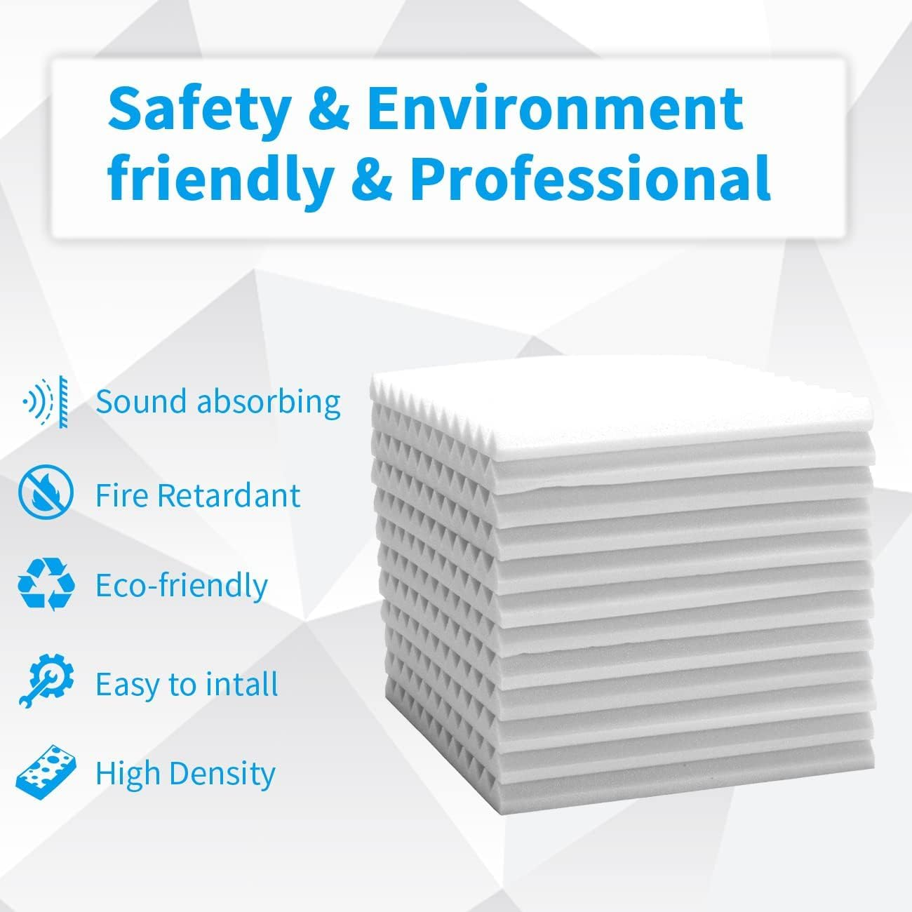 12 Pcs Sound Proofing Panels Acoustic Foam Panels - 12" X 12" X 1" Soundproofing Studio Foam Panels for Studio KTV Soundproof Treatment Paint Pads Fireproof Paper Wall Sticker White image number 5