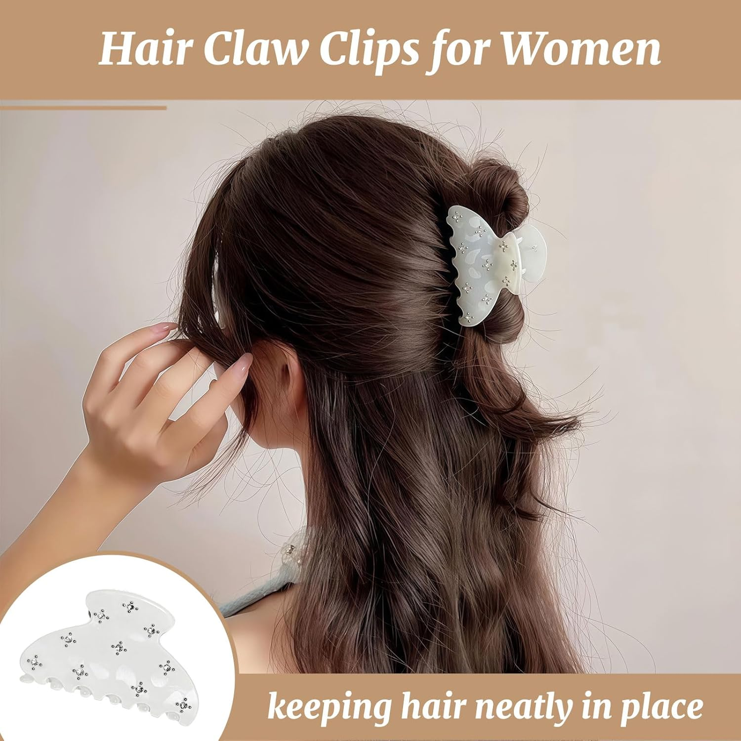 Xanthelle Hair Clips, 3Pack Hair Claws for Women & Small Hair Clips, Sparkling Rhinestone Claw Clips for Fine & Thick Hair, Acrylic Hair Claws image number 1