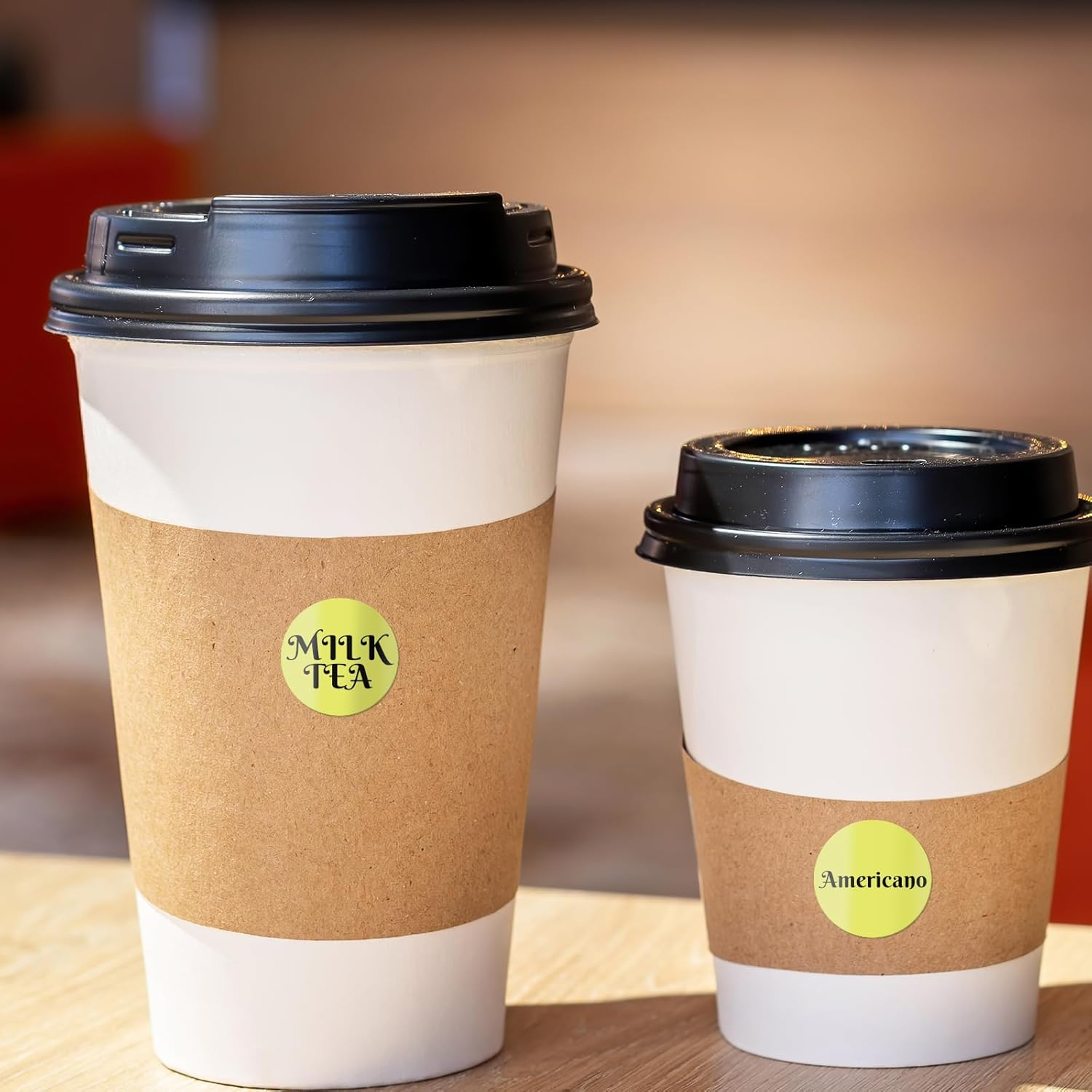 Yellow round Thermal Labels Self-Adhesive 1 Inches Circle Printer Stickers Waterproof Dot Vinyl Decal Nametag for Busineses & Warehouses 500 PCS per Roll - Green image number 3