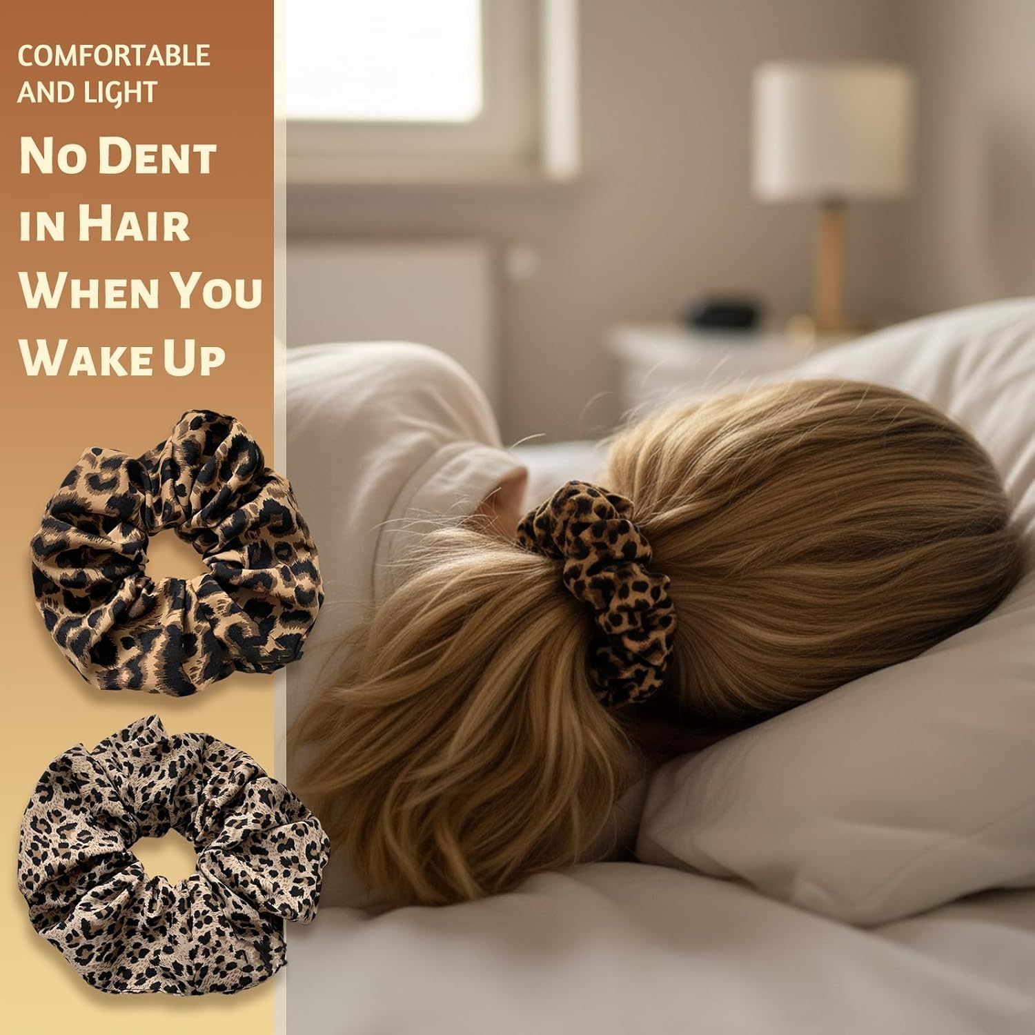 2 X Scrunchies Leopard Print Soft and Elastic Hair Bobbles for Women, Leo Hair Scrunchies Set with Dark and Light Colours, 4 X 4 X 2 Cm image number 6