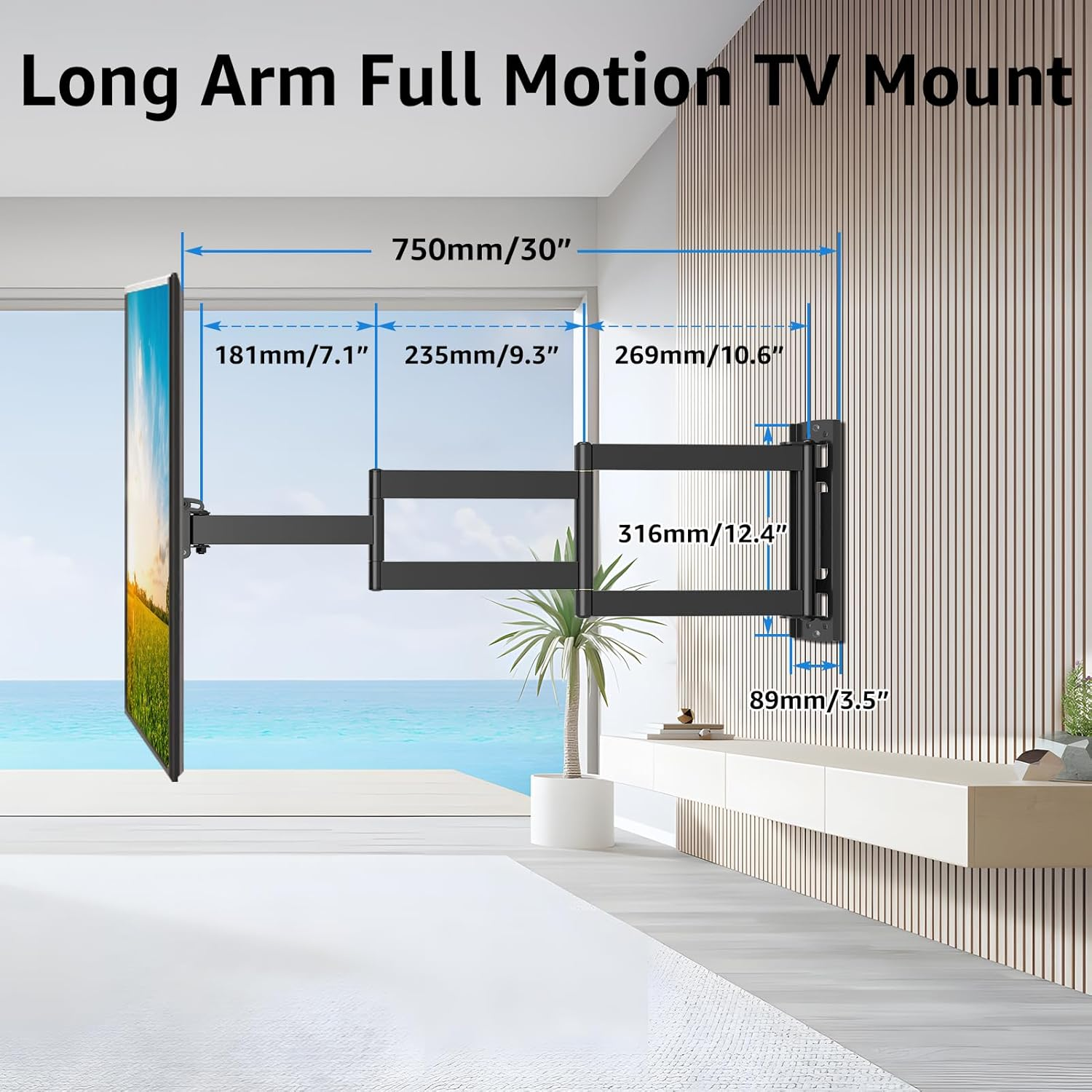 MOUNTUP Corner TV Wall Mount for Most 26"-60" Tvs, Full Motion Long Arm TV Mount 30 Inch Extension Articulating Wall Mount TV Bracket Max VESA 400X400Mm, Smoothly Extendable, Holds up to 77 Lbs MU0057 image number 5