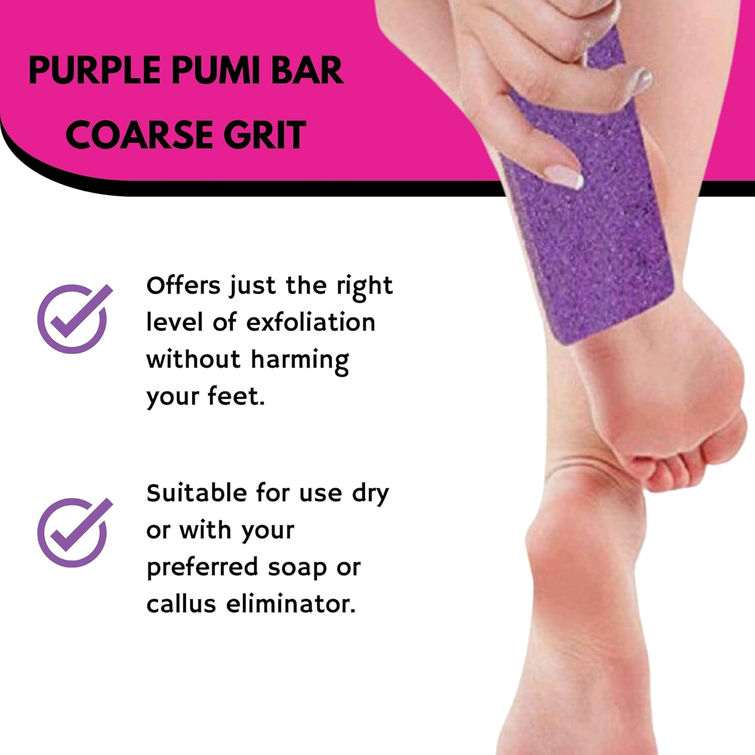Mr. Pumice Mr. Pumice Purple Pumi Bar, Extra-Coarse Callus Remover, Pedicure Stone & Ped File Scrubber for Smooth Feet and Heels, 6 Count image number 4
